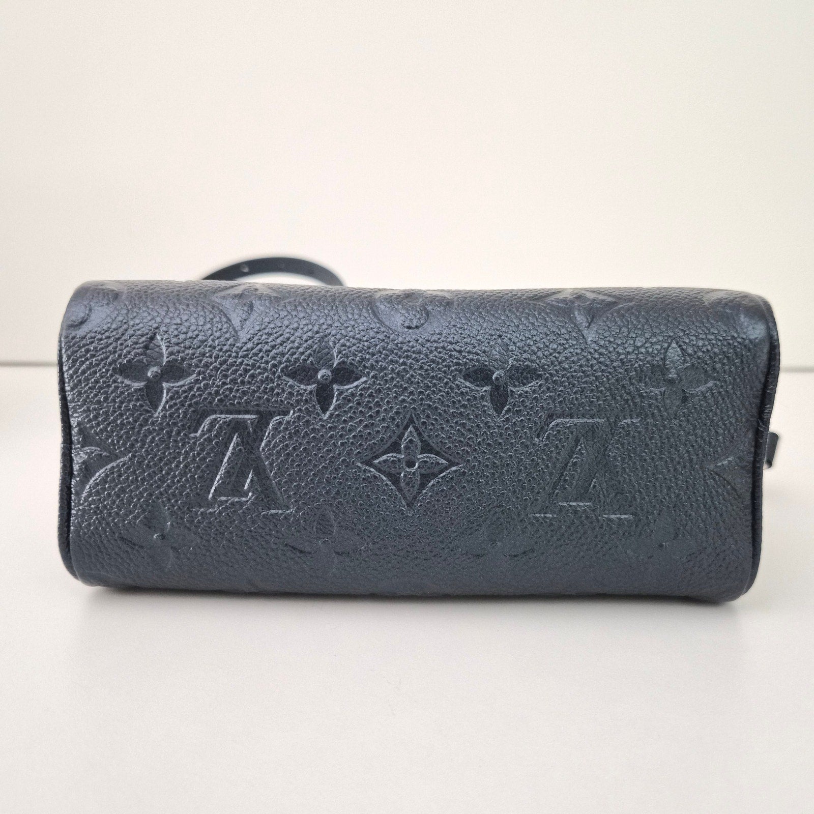 Louis Vuitton Shimmery Ink Black Empreinte Leather Nano Speedy