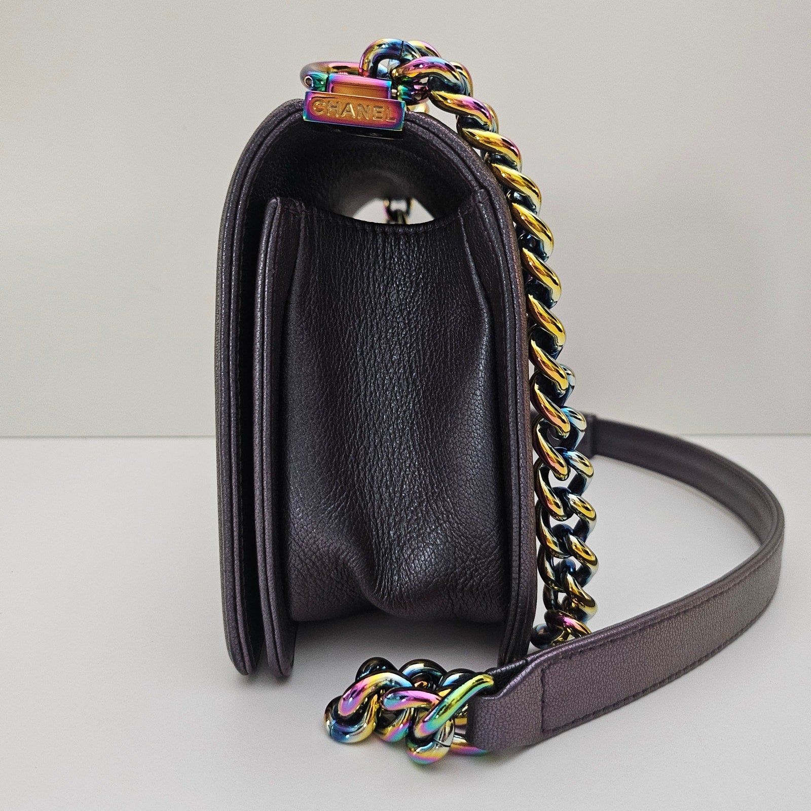 Chanel Mermaid 16C Old Medium Goatskin Boy Bag Purple