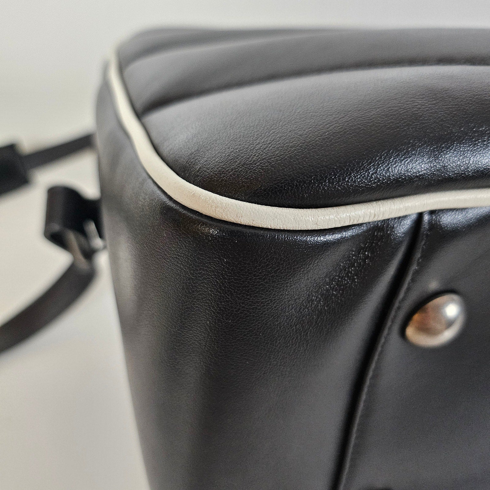 Saint Laurent Calfskin Miles Logo Bowler Duffel Bag Black