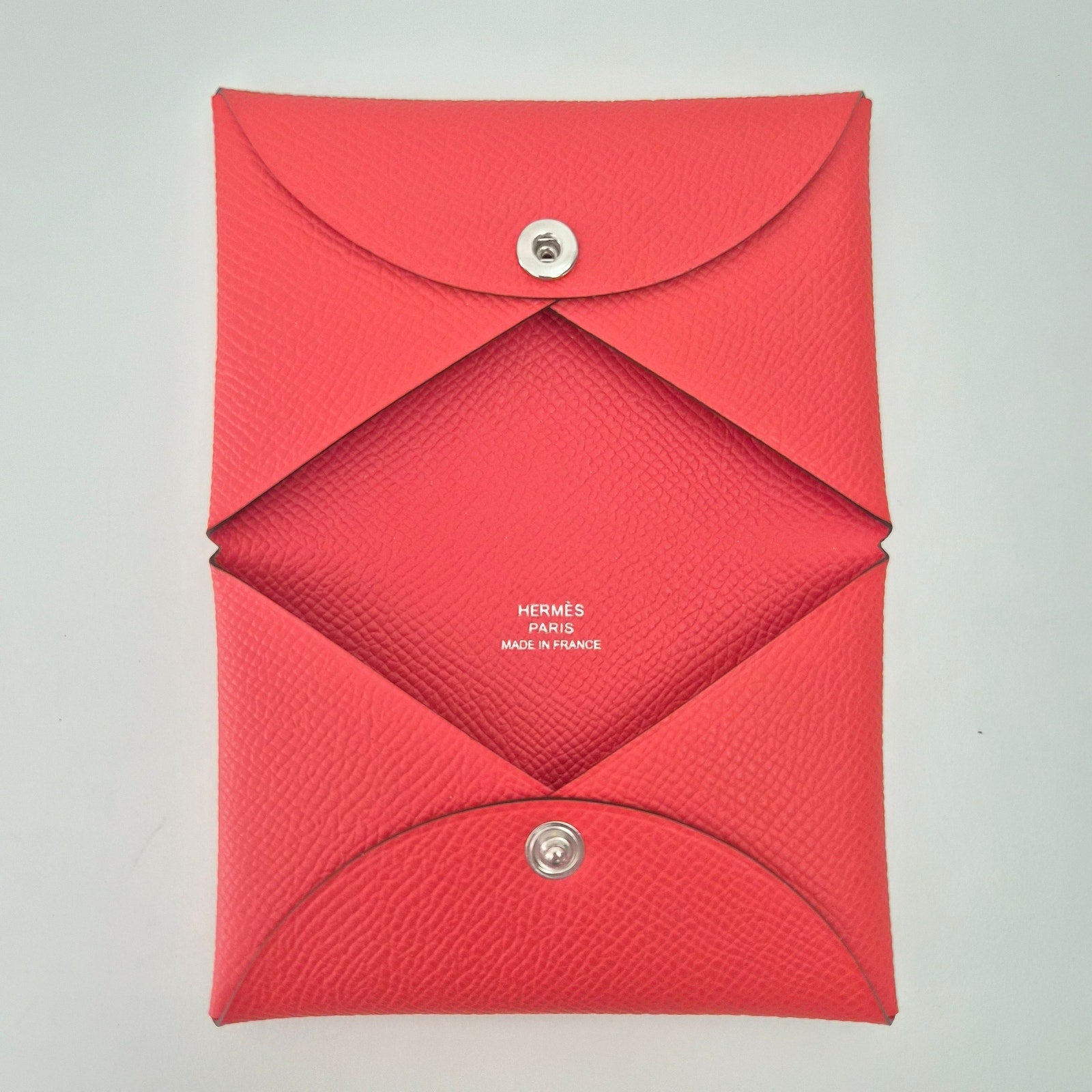Hermes Epsom Calvi Duo Card Case Capucine