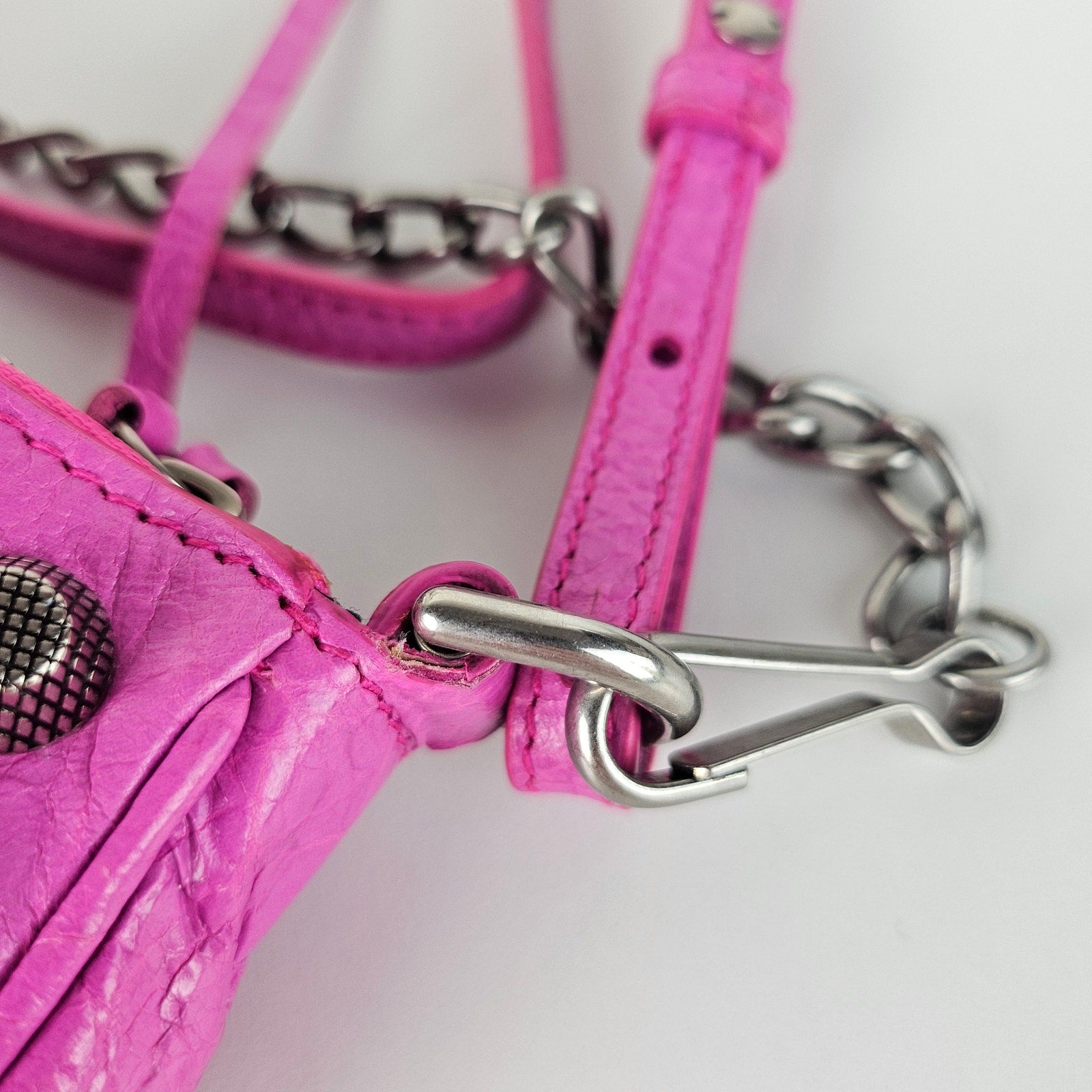 Balenciaga Agneau Arena Le Cagole Mini Bag With Chain Pink