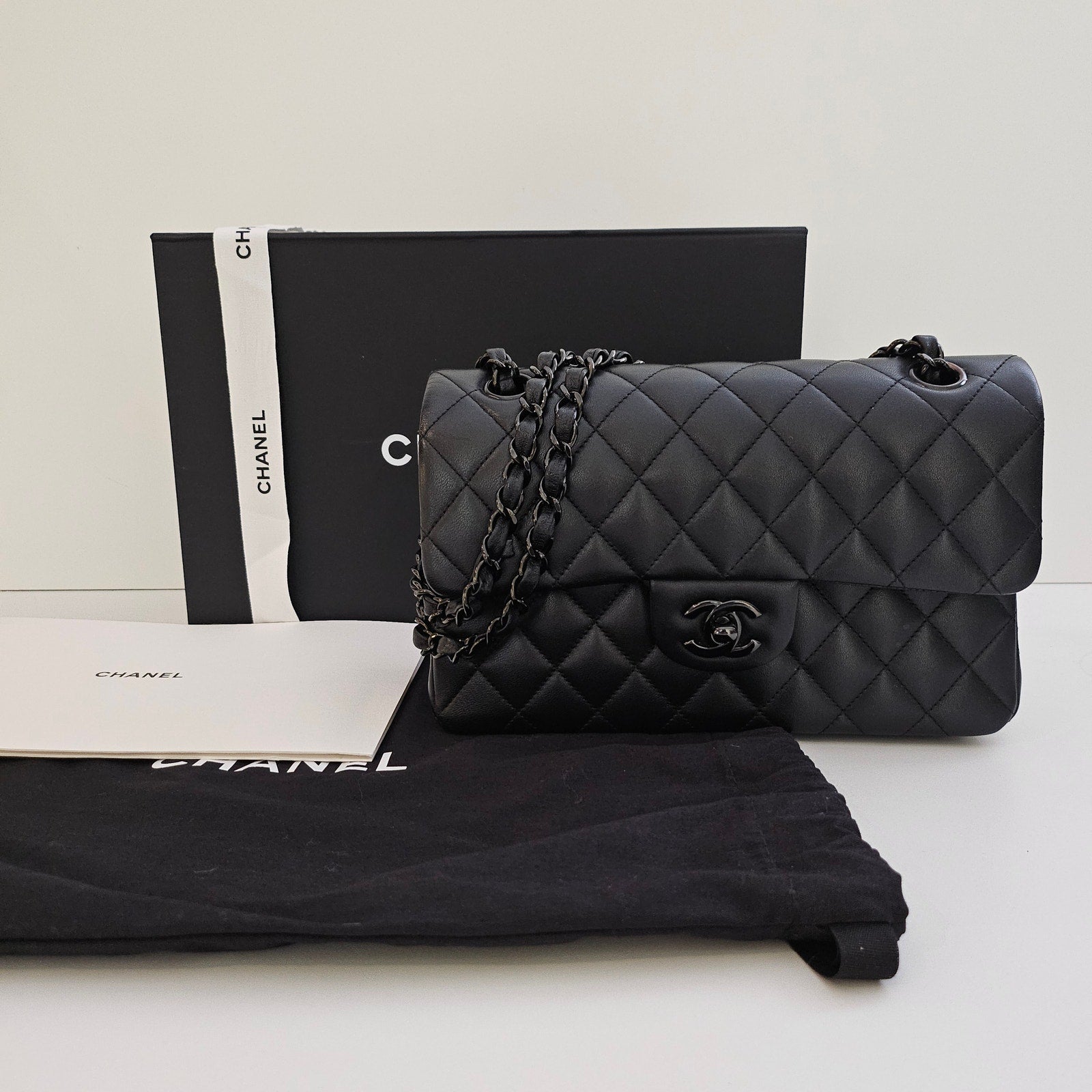 Chanel So Black Lambskin Small Classic Flap