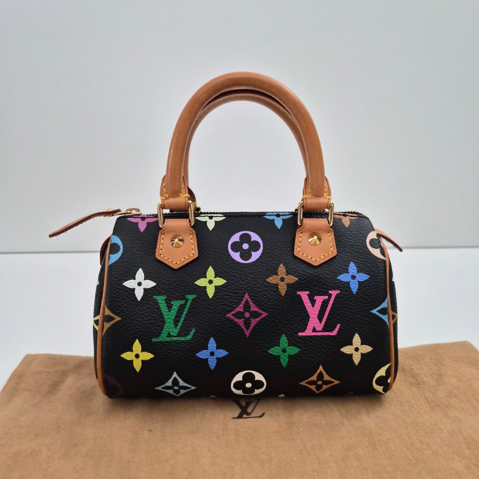 Louis Vuitton Takashi Murakami Black Multicolor Mini Speedy