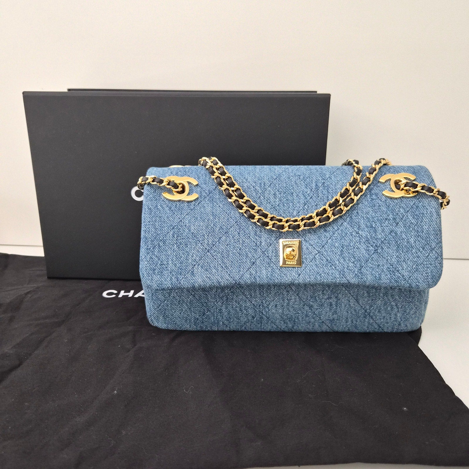 Chanel Denim Quilted Eyes On You Flap Blue