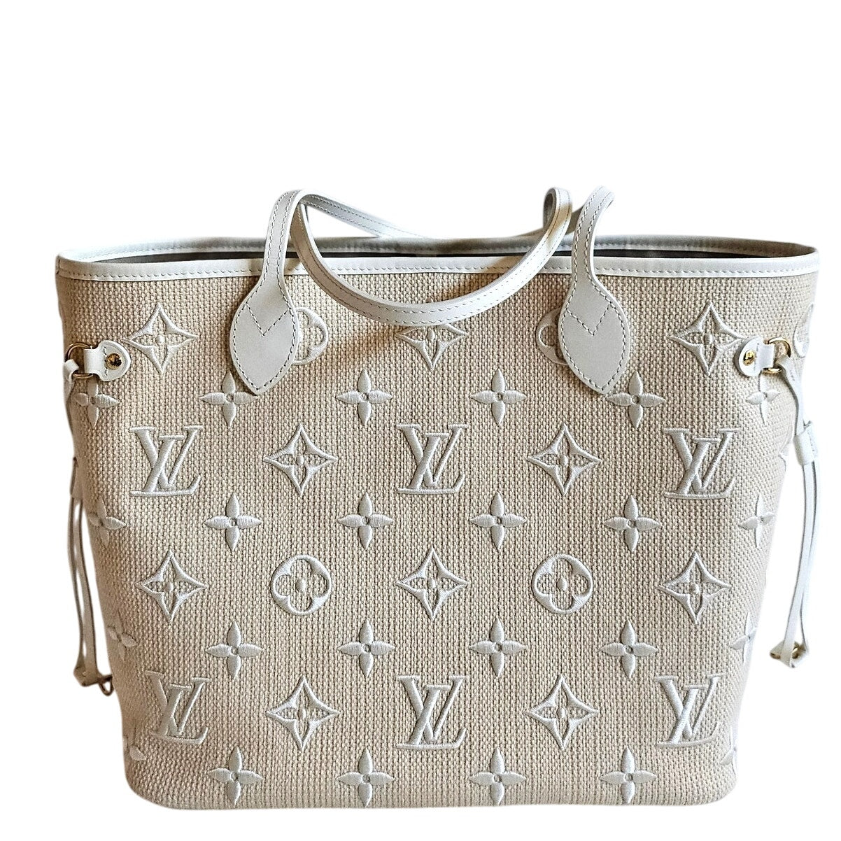 Louis Vuitton By the Pool Embroidered Raffia Monogram Neverfull MM Tote