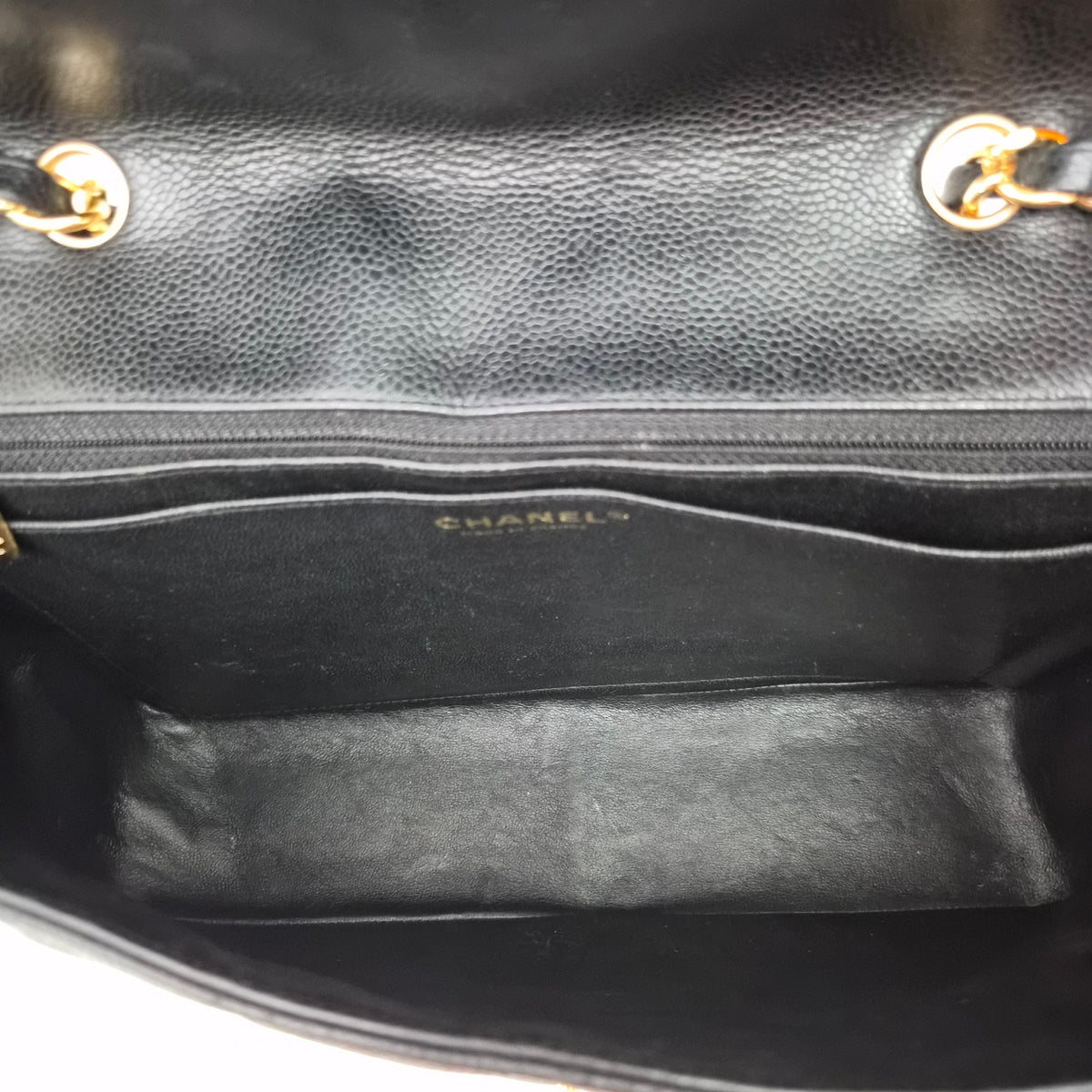 Chanel Caviar Leather Quilted Jumbo Single Flap Black