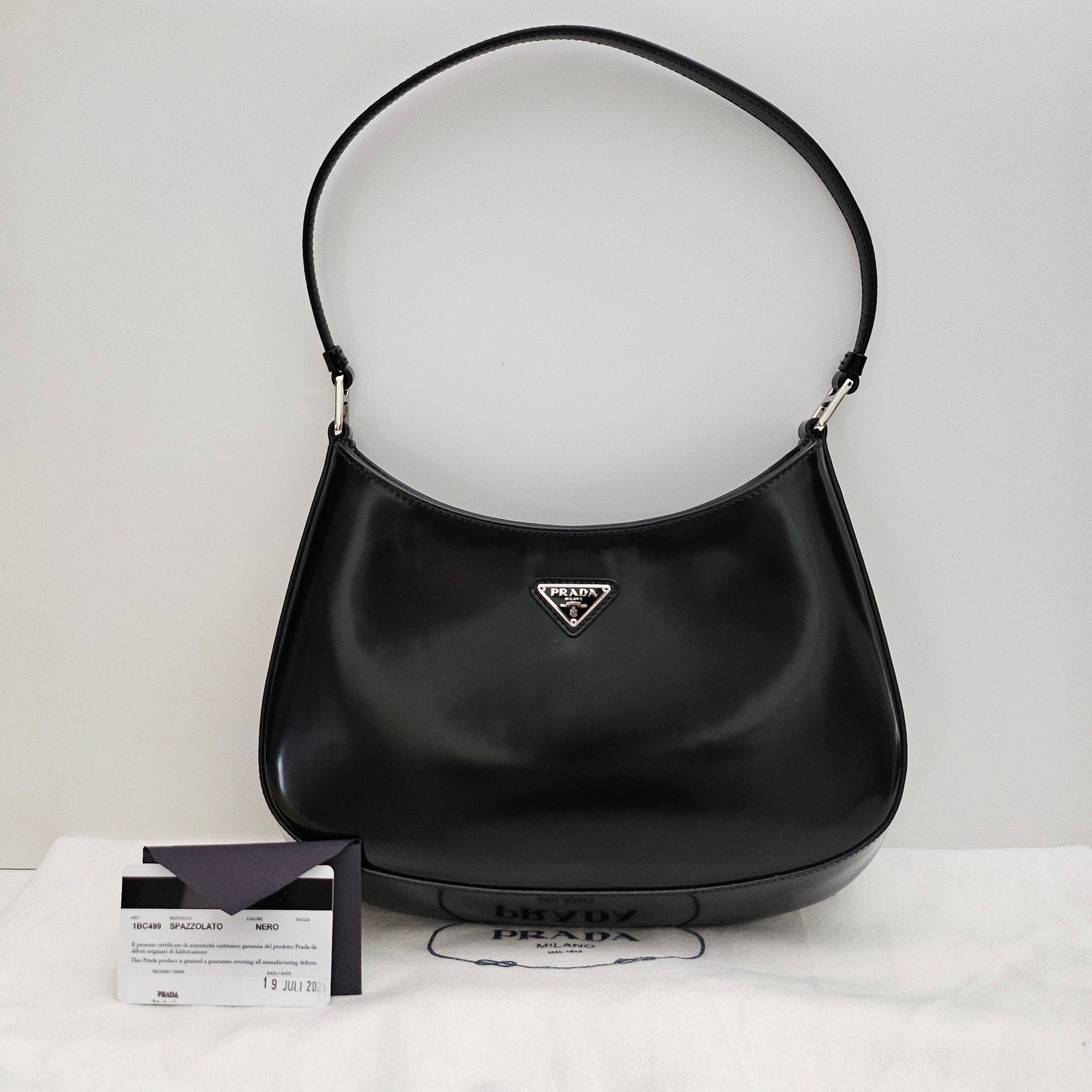 Prada Cleo Small Leather Shoulder Bag Black