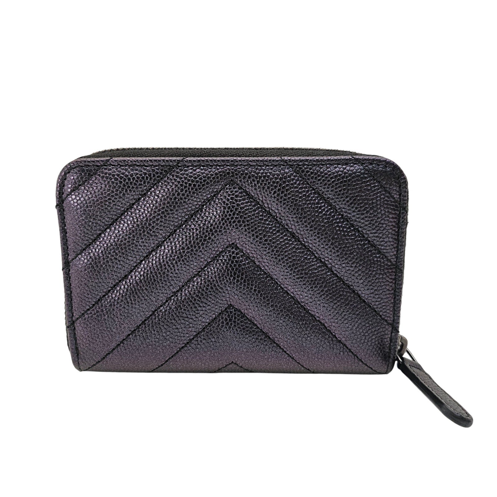 Chanel Chevron 17b Iridescent Caviar Leather Black