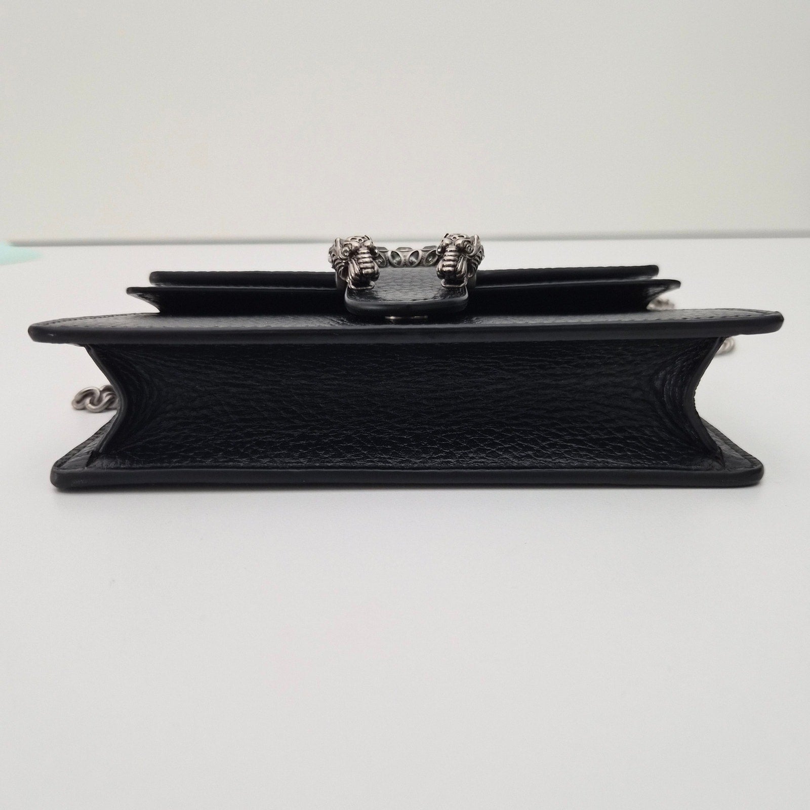 Gucci GG Leather Super Mini Dionysus Crossbody Bag Black