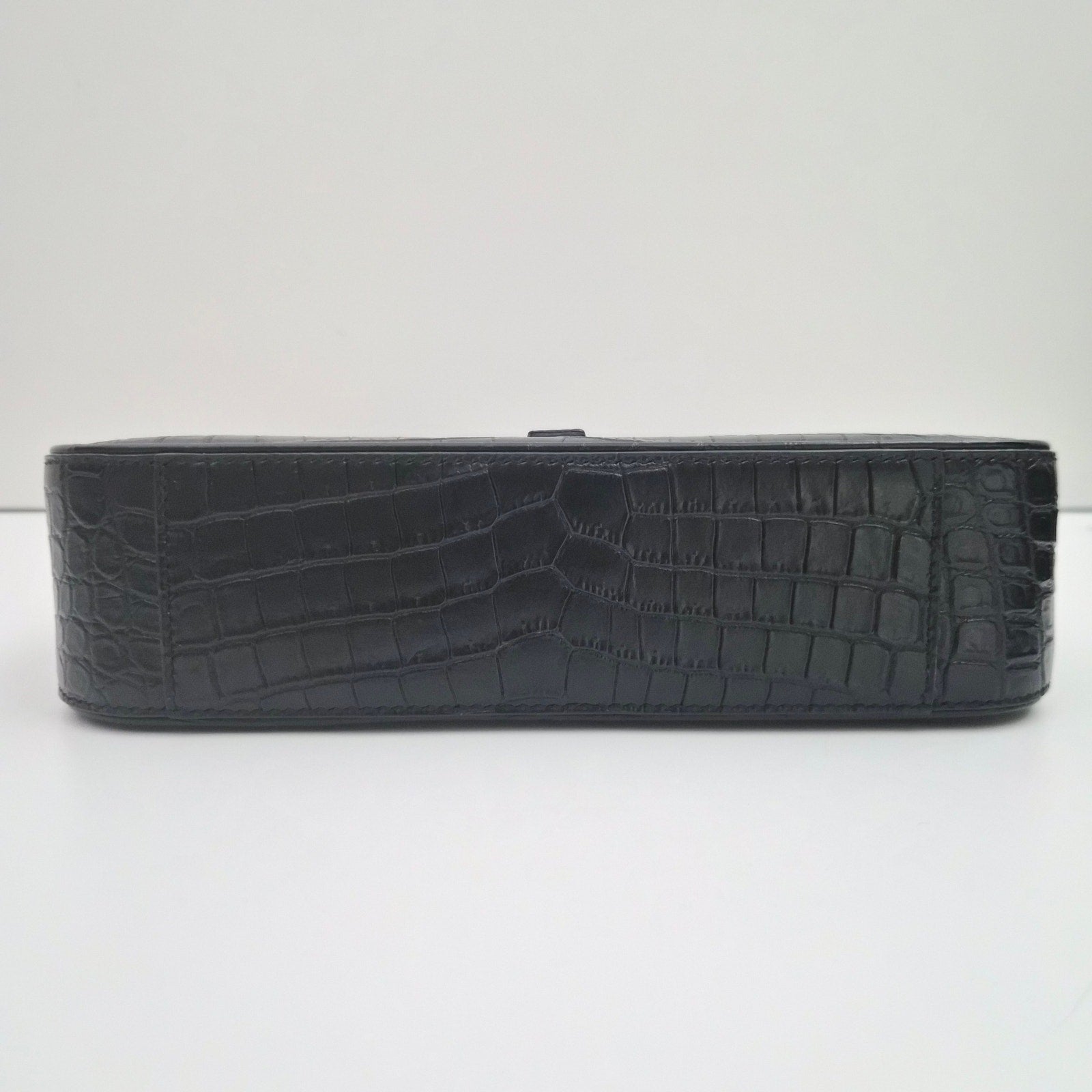 Saint Laurent Croc Leather Le 5 A 7 Hobo Black