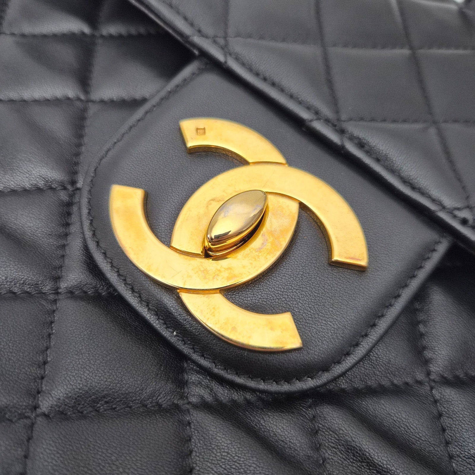 Chanel Black Lambskin Vintage Backpack Oversized CC GHW 24k plated