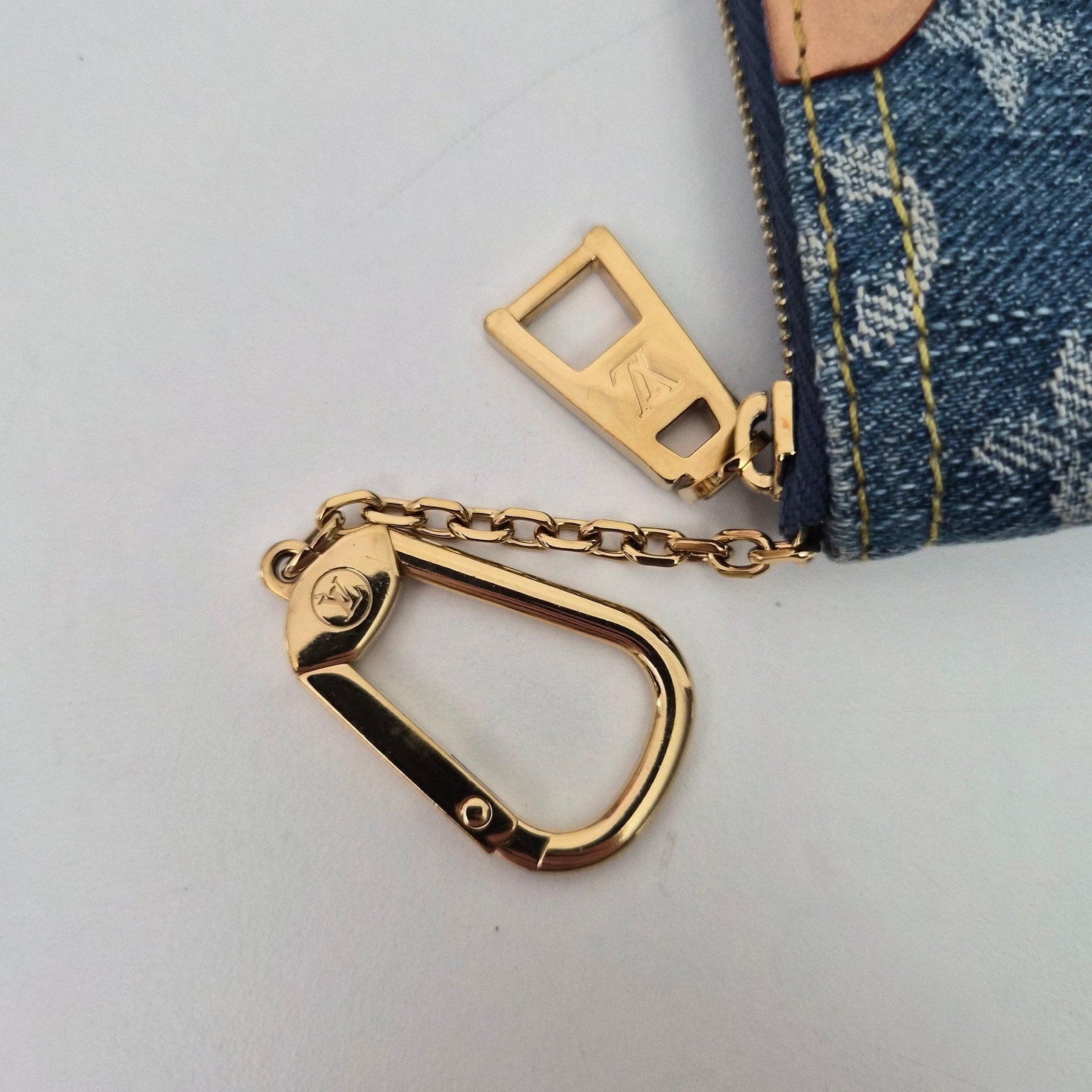 Louis Vuitton Monogram Denim Key Pouch Denim Blue