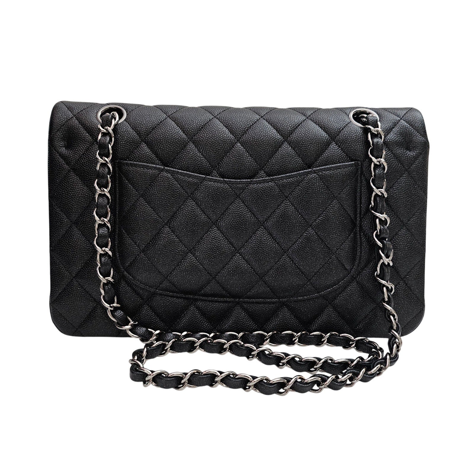 Chanel Classic Medium Glitter Flap 18C Iridescent Black Caviar Gunmetal Hardware