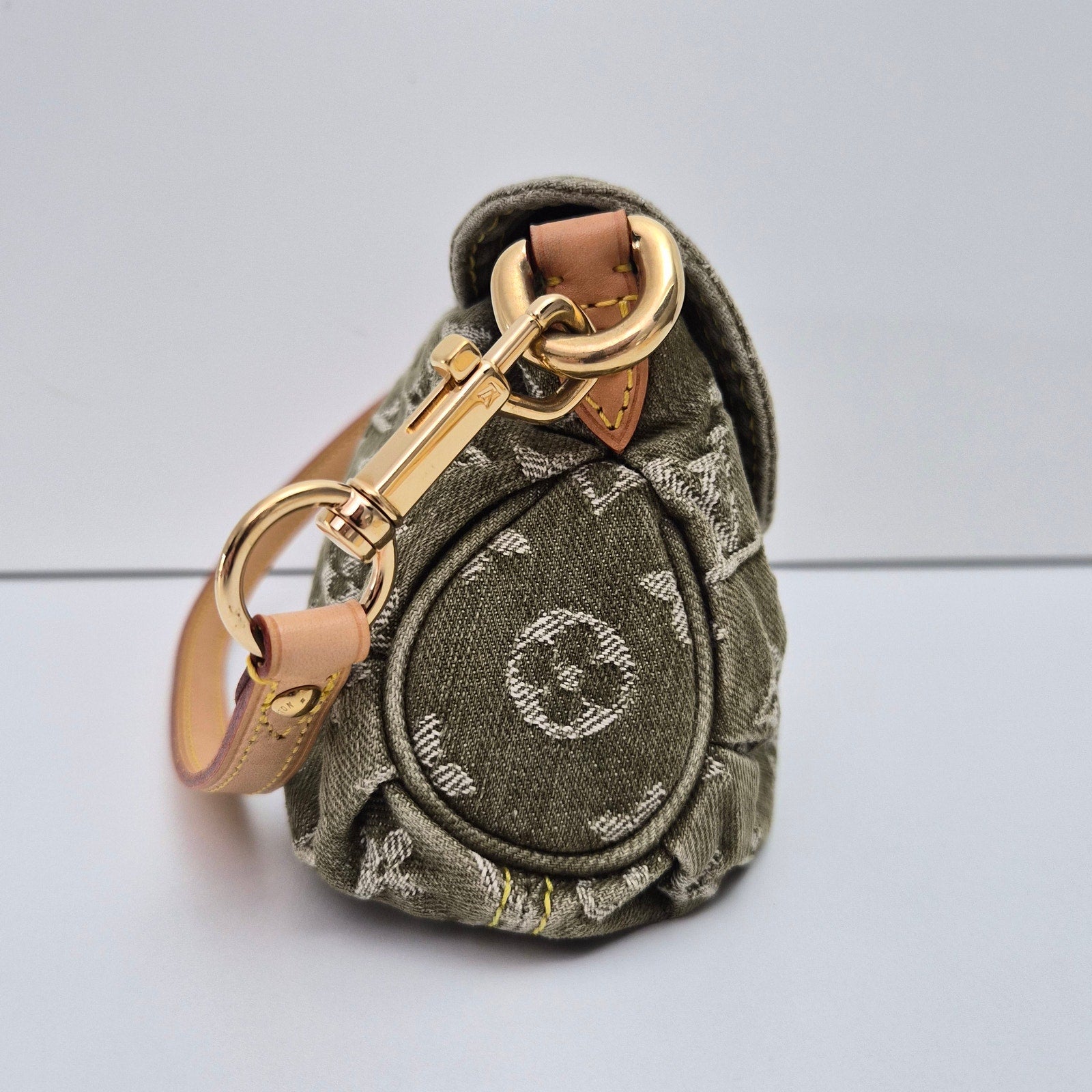 Louis Vuitton Green Denim Mini Pleaty Shoulder Bag