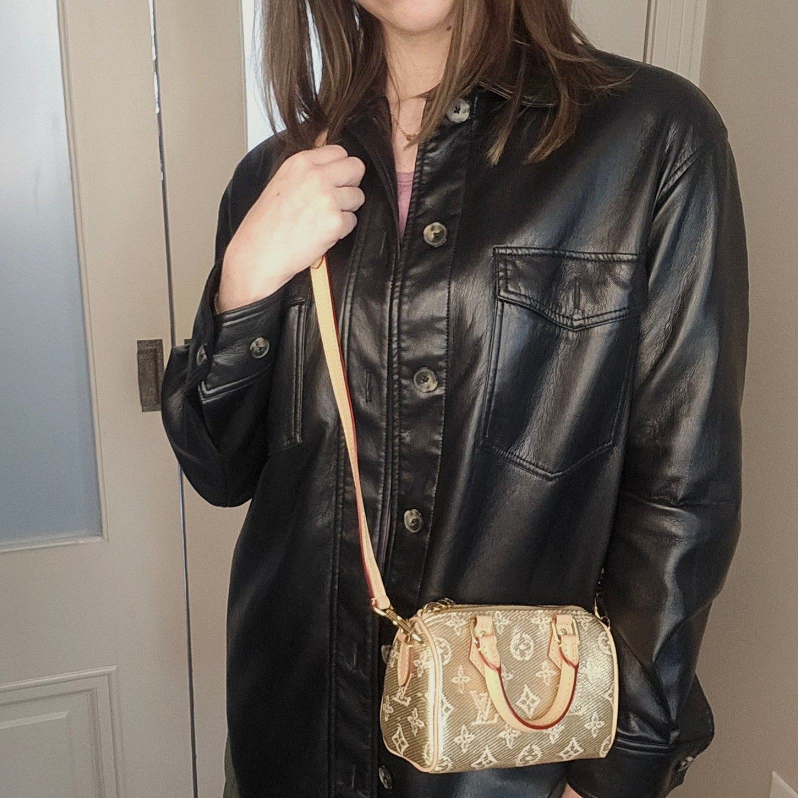 Louis Vuitton Monoglam Nano Speedy Gold