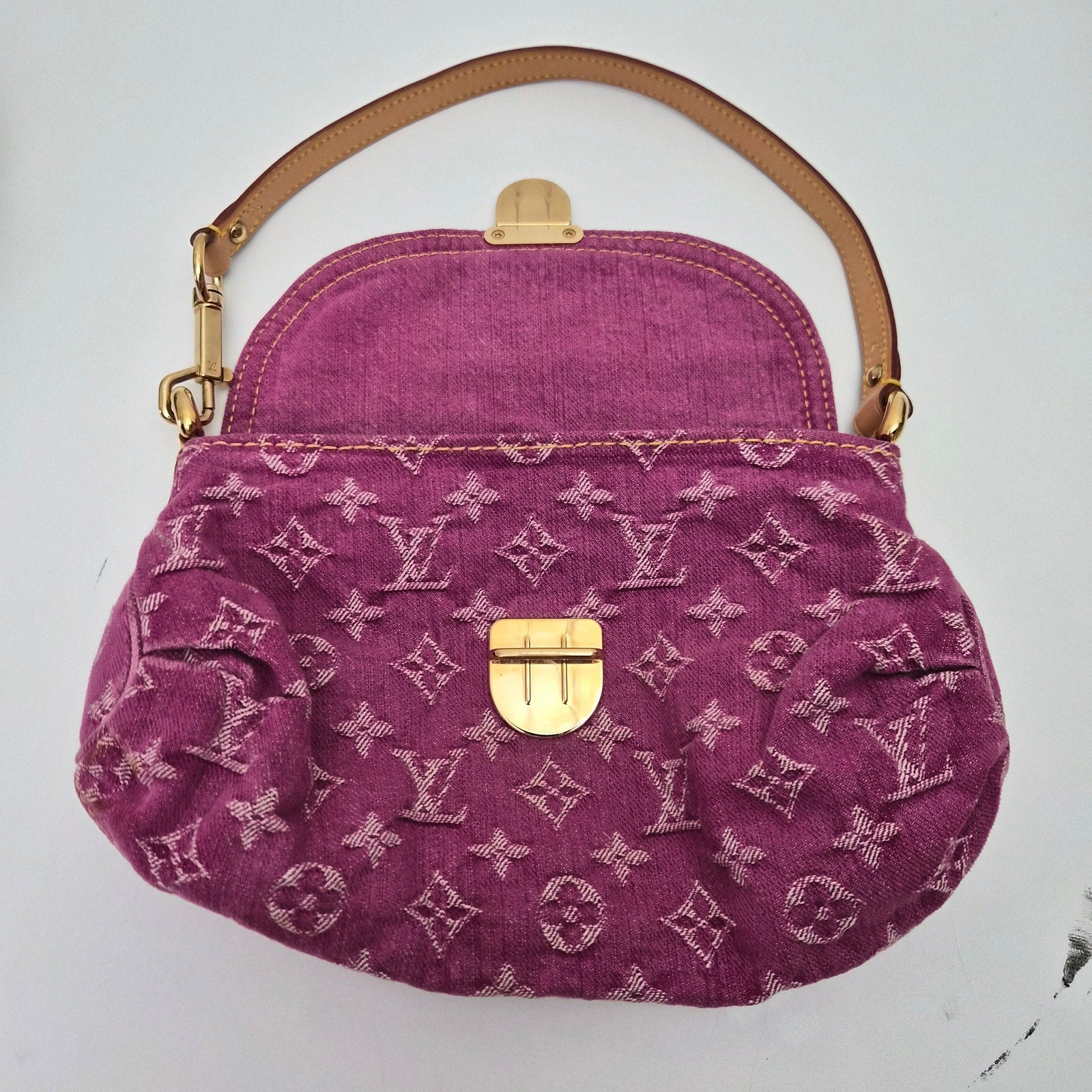 Louis Vuitton Pink Denim Mini Pleaty Shoulder Bag