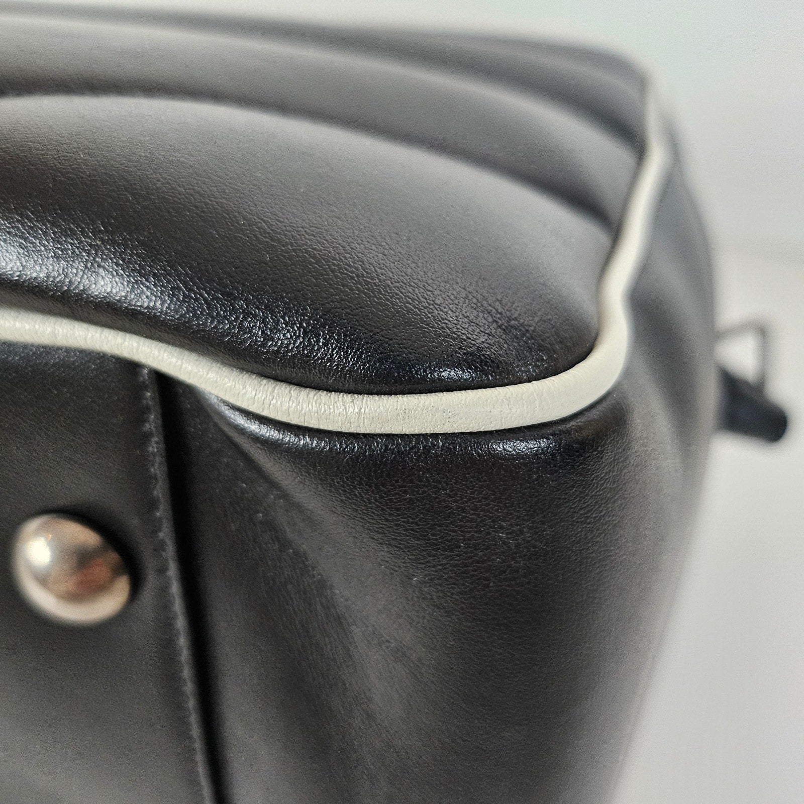 Saint Laurent Calfskin Miles Logo Bowler Duffel Bag Black