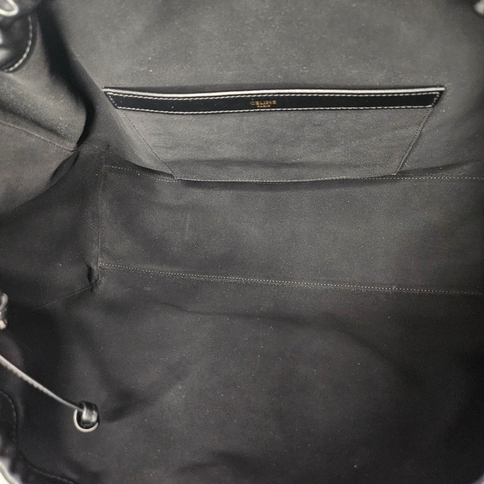 Celine Large Cabas Hippo Drawstring Cuir Triomphe Smooth Leather Tote Black