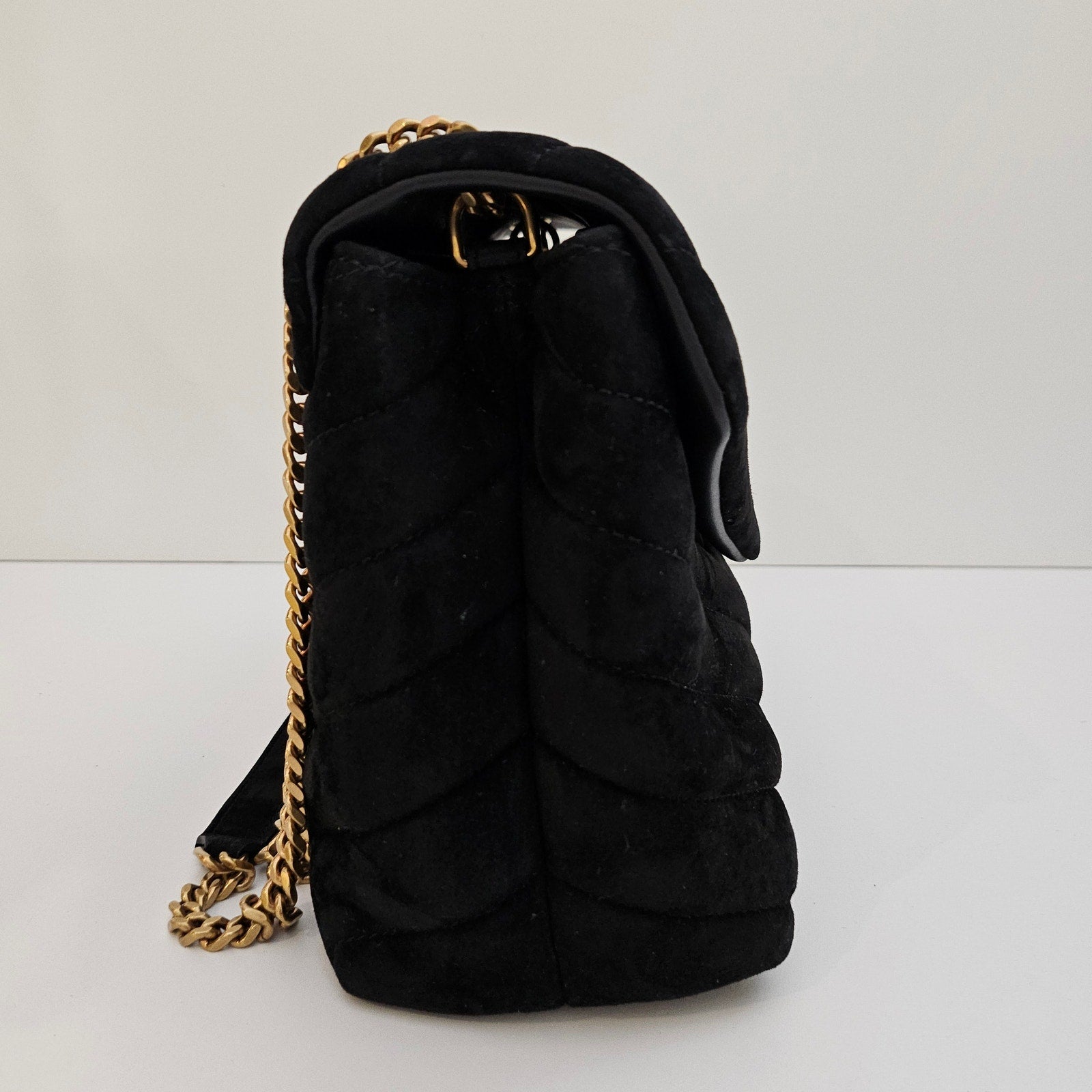 Saint Laurent Small Suede Loulou Shoulder Bag Black