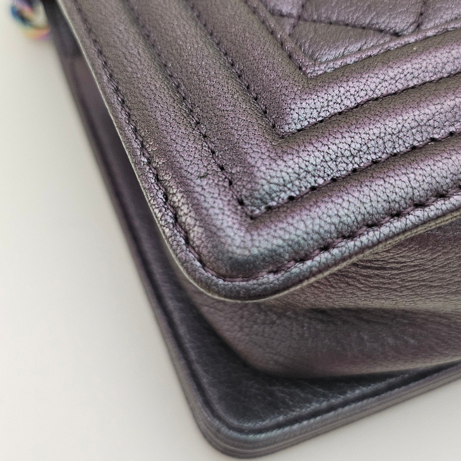 Chanel Mermaid 16C Old Medium Goatskin Boy Bag Purple