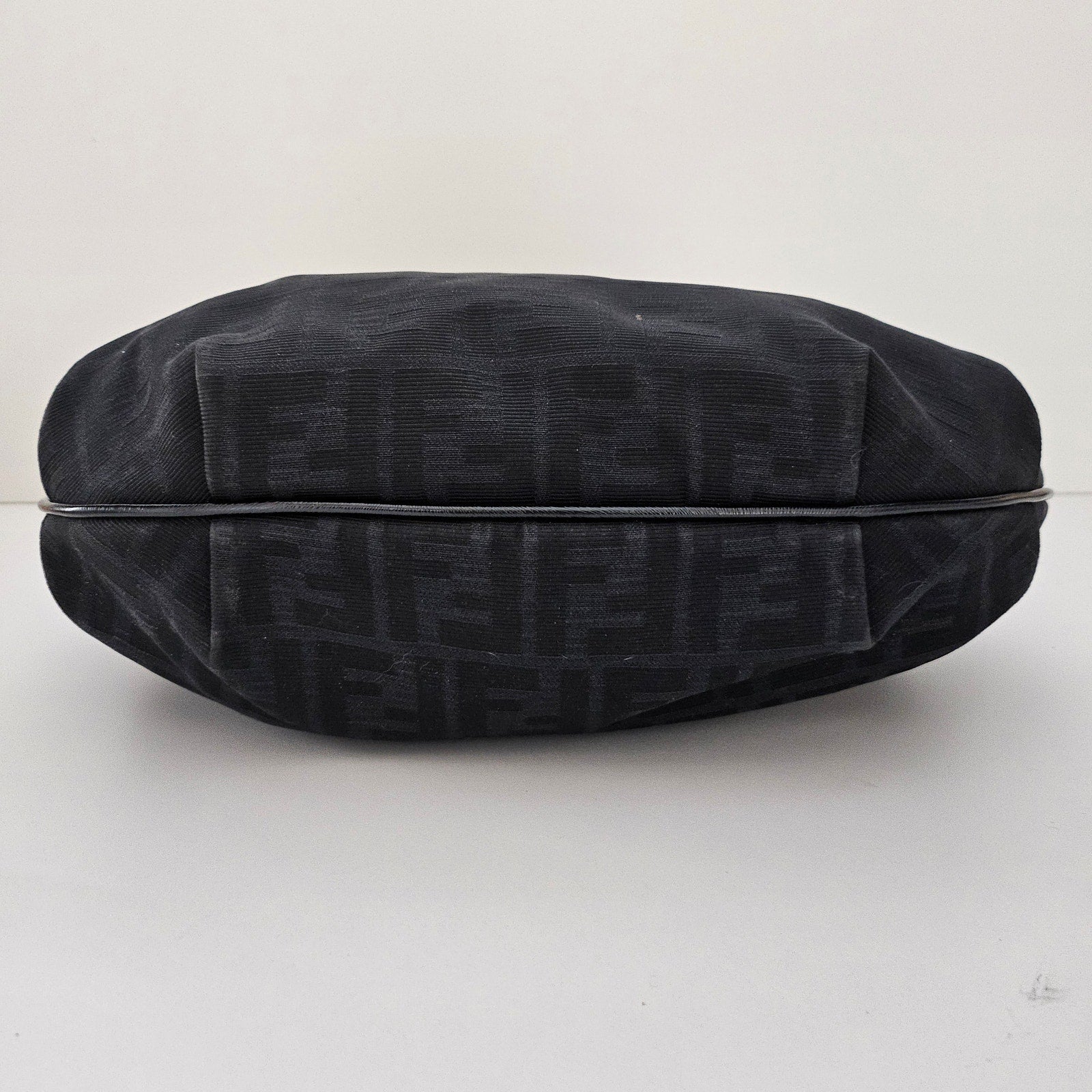 Fendi Black Zucca Canvas and Patent Leather Chef Chain Hobo