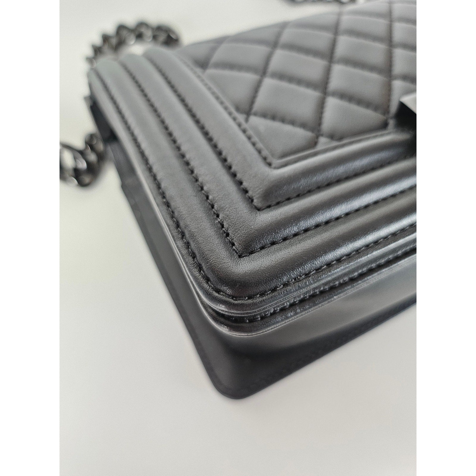 Chanel So Black Small Boy Lambskin Shoulder Bag