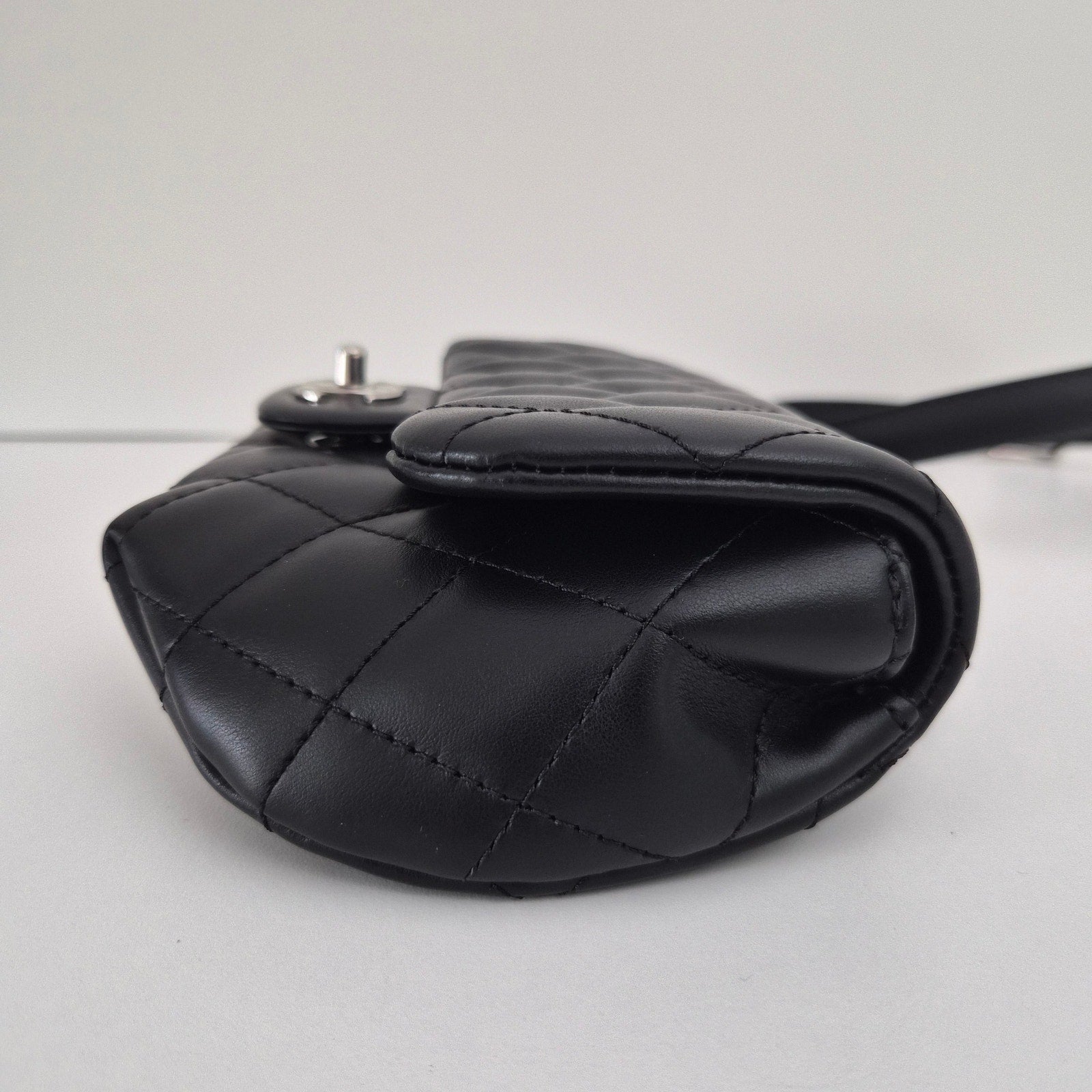 Chanel Quilted Uniform Leather CC Belt Bum Bag Black