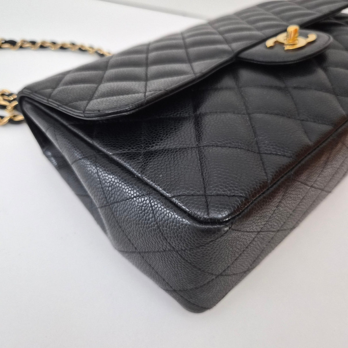 Chanel Caviar Leather Quilted Jumbo Single Flap Black
