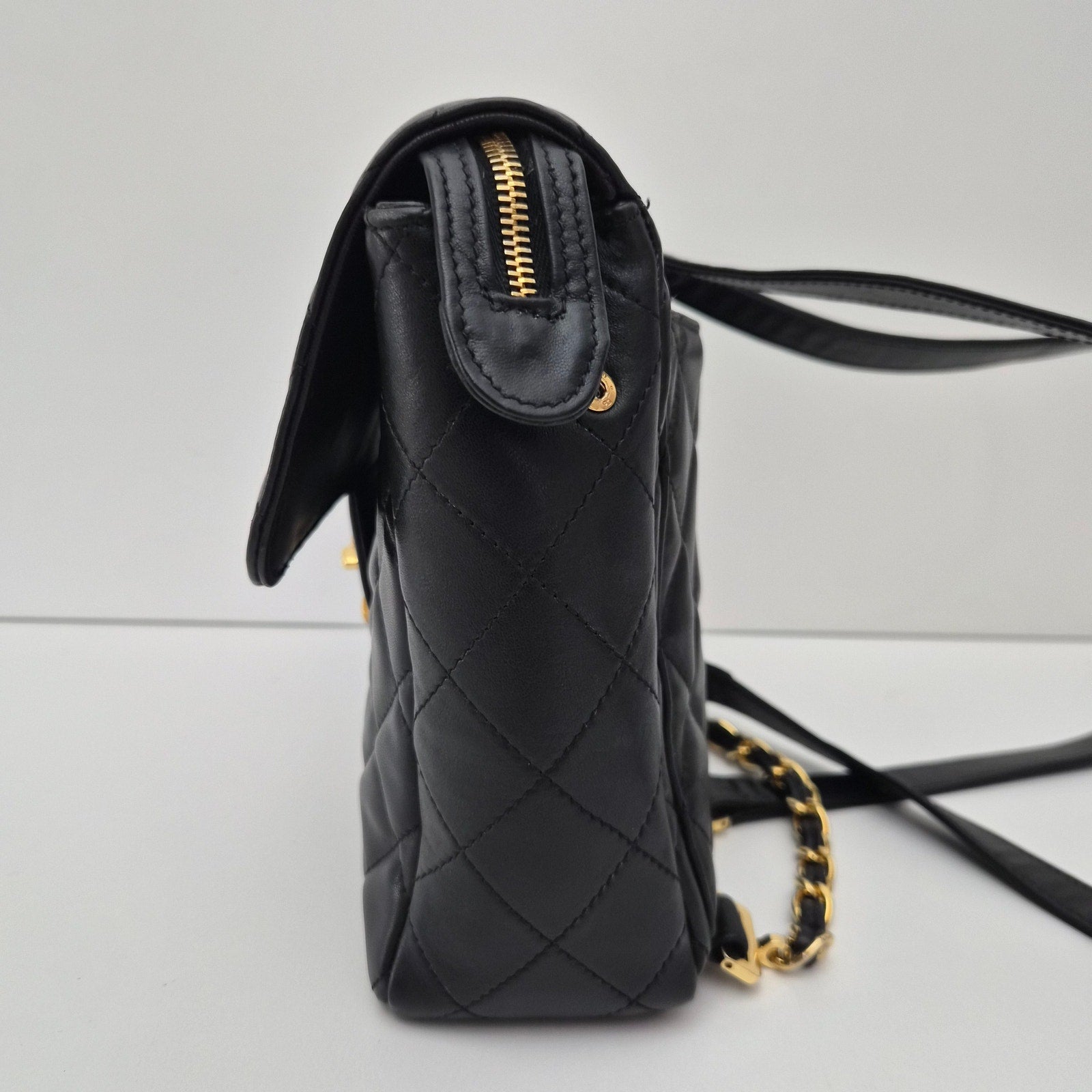 Chanel Black Lambskin Vintage Backpack Oversized CC GHW 24k plated