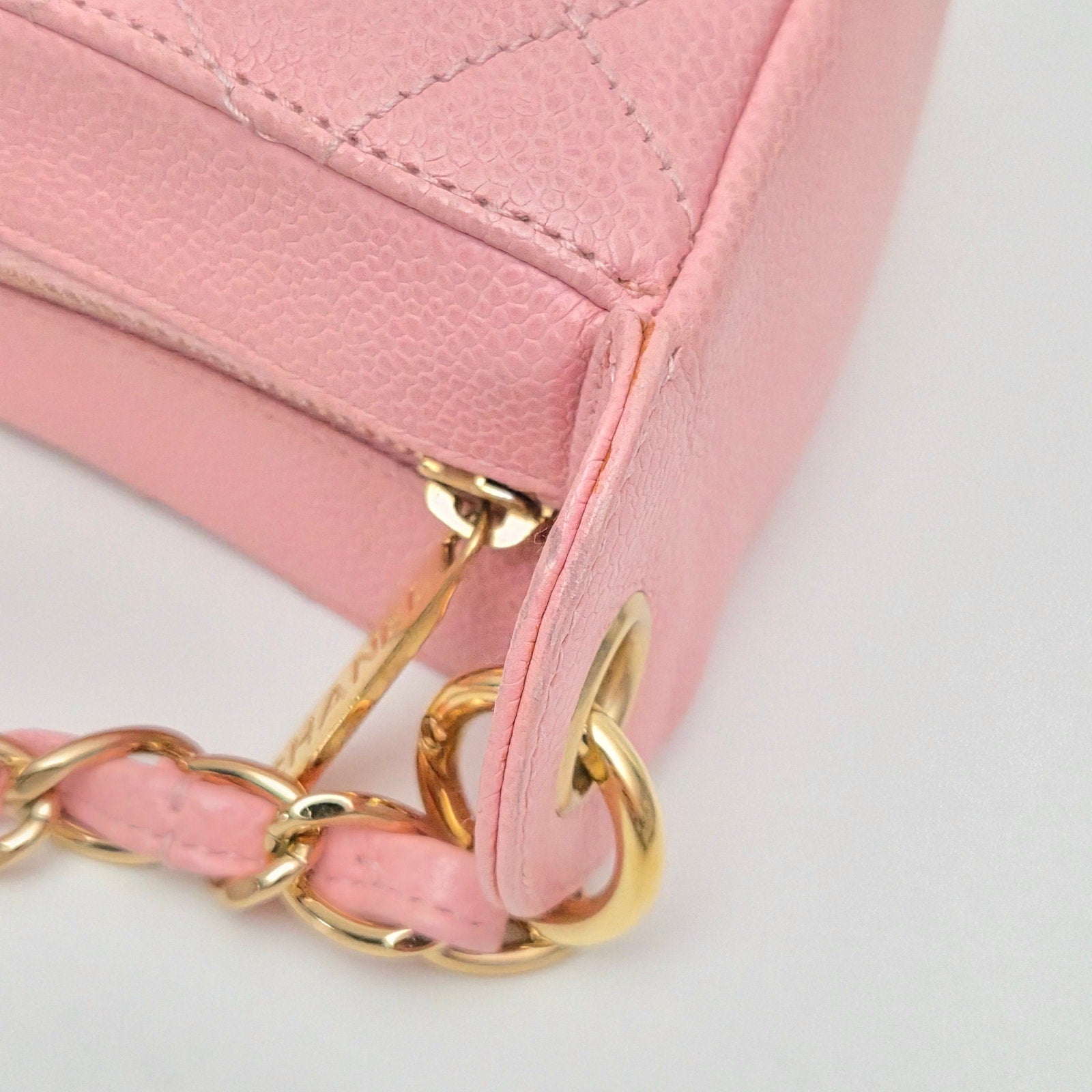 Chanel Vintage Timeless CC Shoulder Bag Pink Caviar Gold Hardware