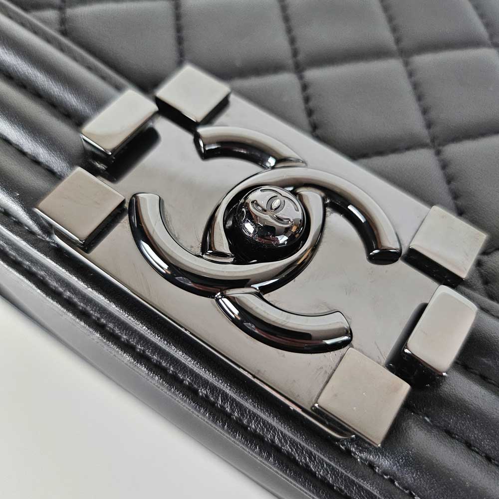 Chanel So Black Small Boy Lambskin Shoulder Bag