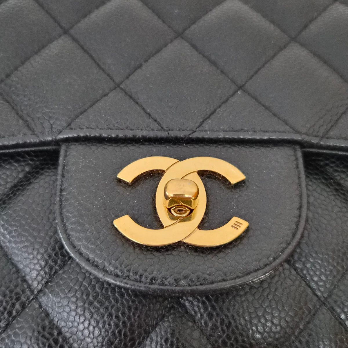 Chanel Caviar Leather Quilted Jumbo Single Flap Black