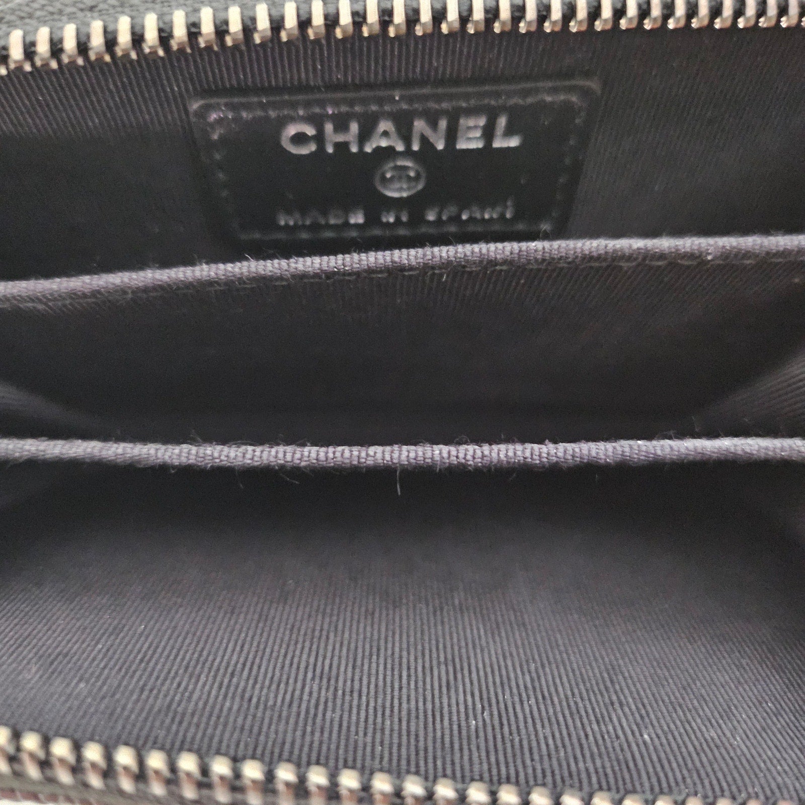 Chanel Chevron 17b Iridescent Caviar Leather Black