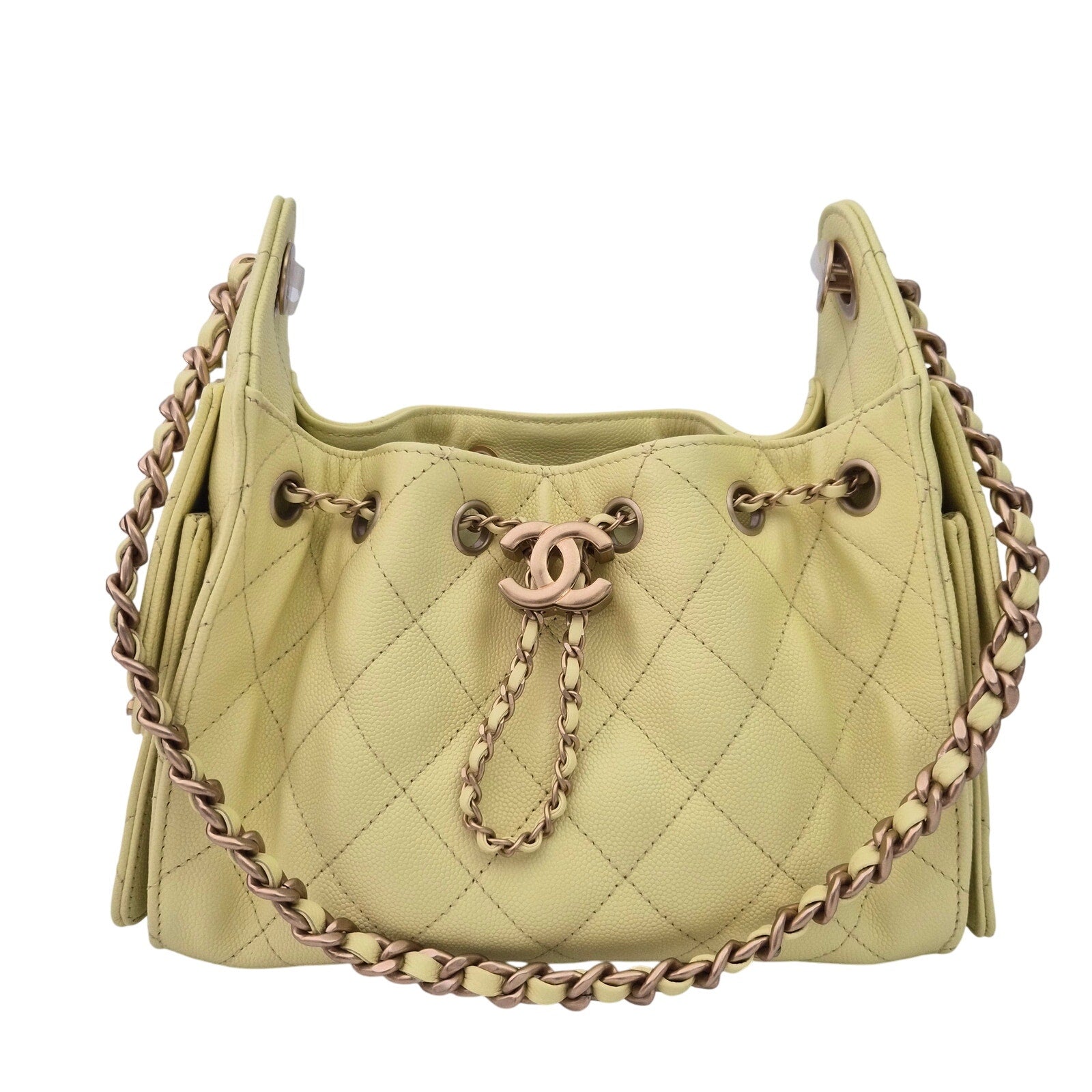 Chanel 25 Mini Yellow Caviar Shoulder Bag