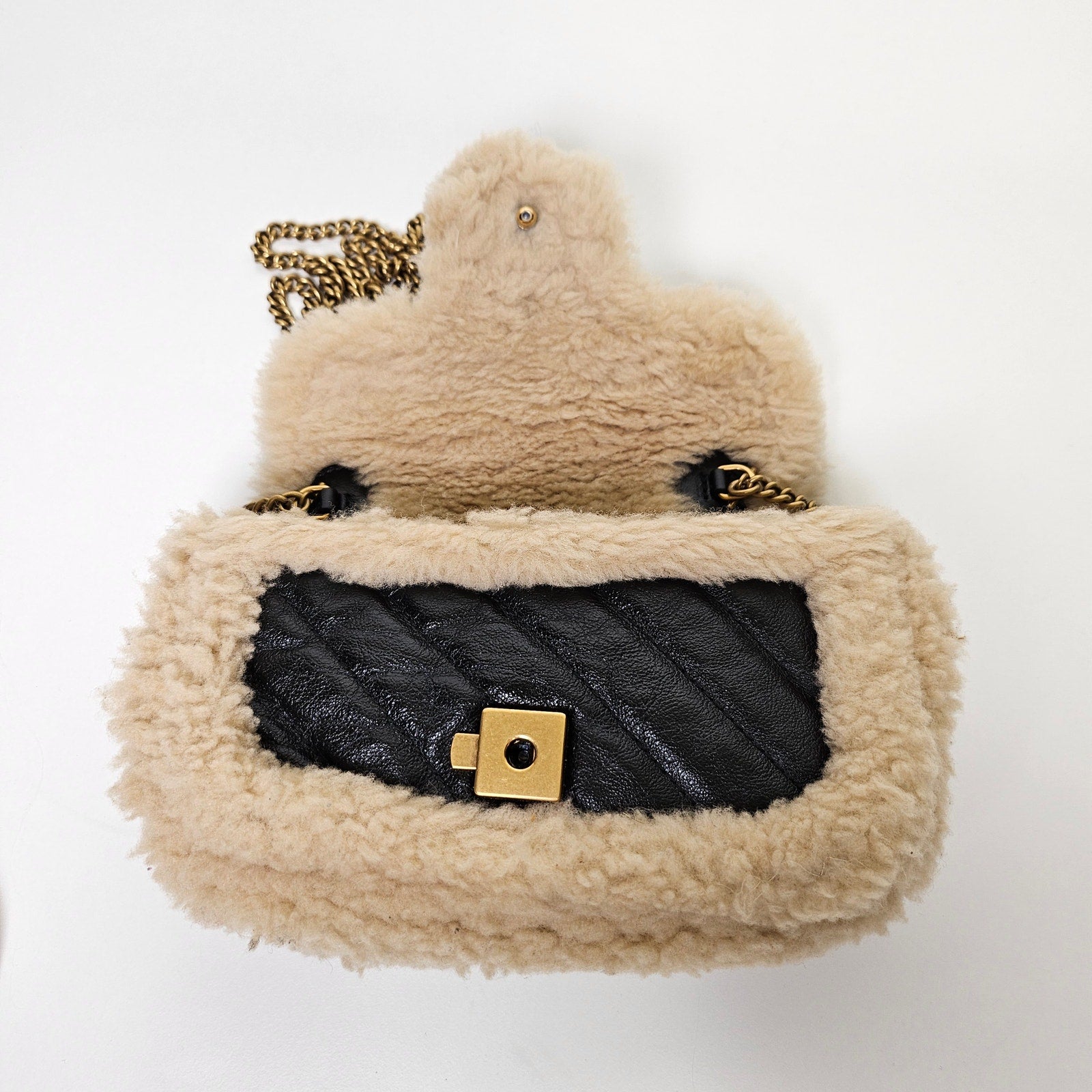 Gucci GG Marmont Shearling Super Mini Flap Bag