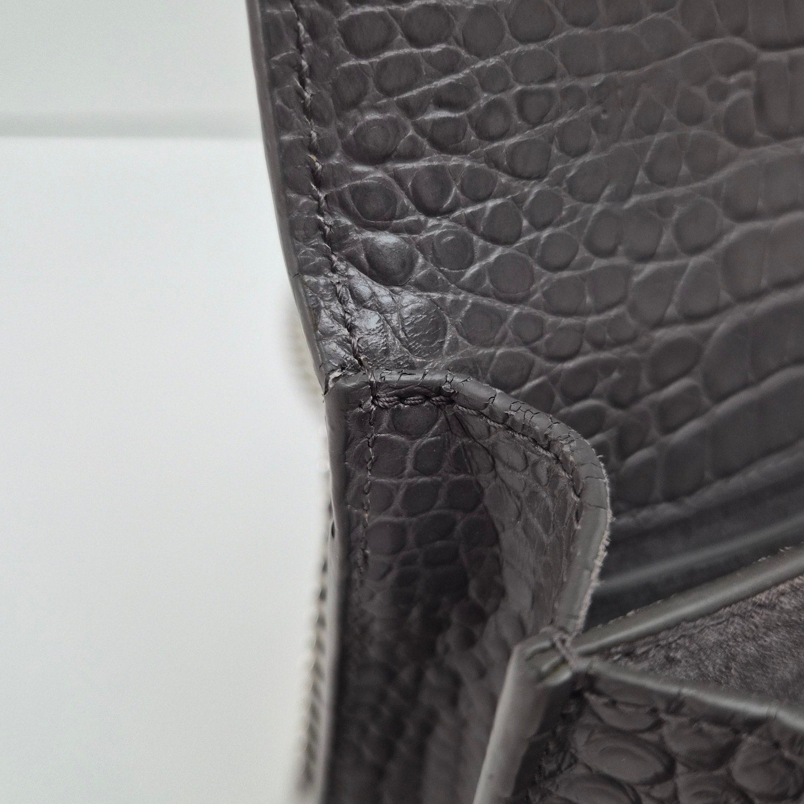 Saint Laurent Medium Croc Gray Sunset Shoulder Bag