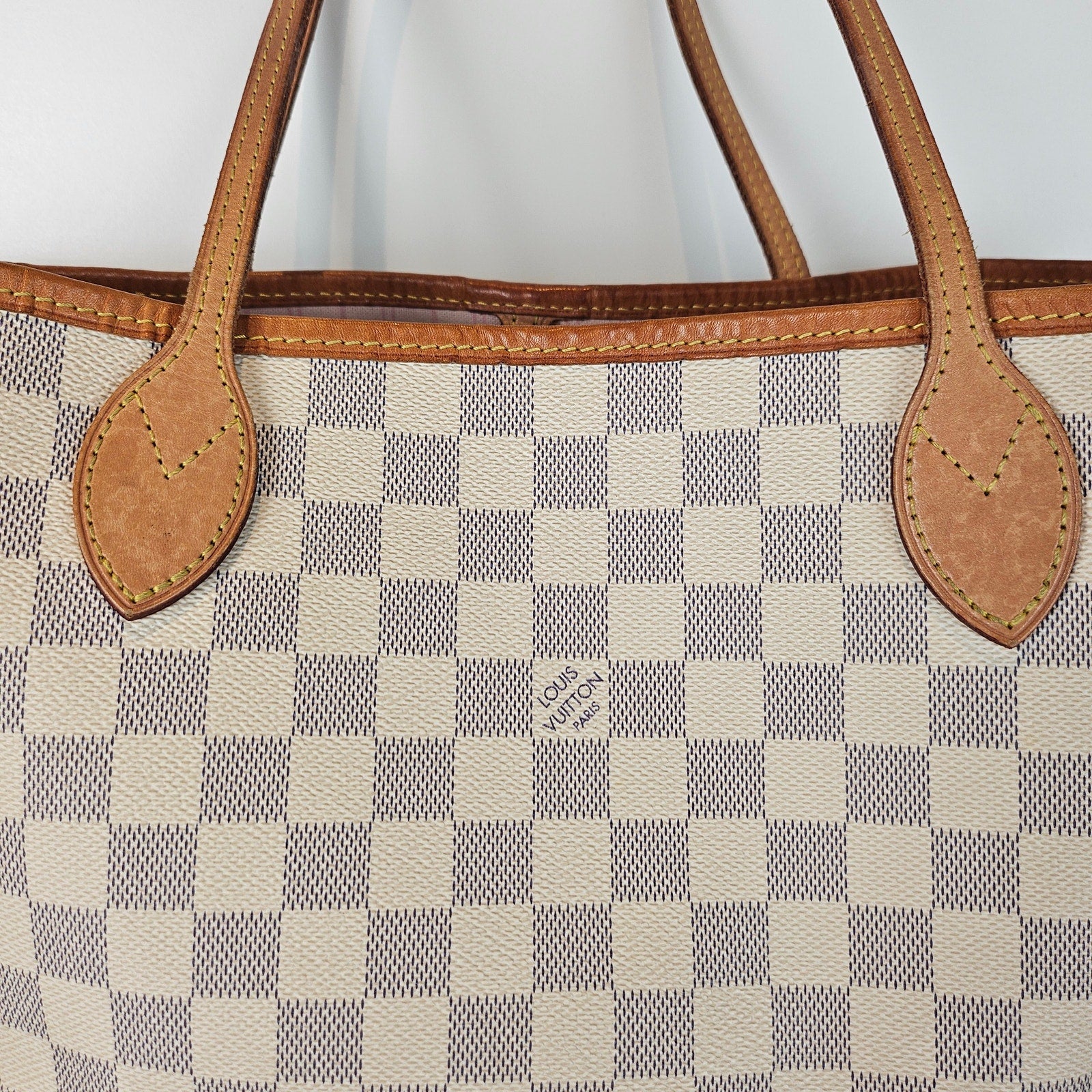 Louis Vuitton Damier Azur Neverfull MM Pink Ballerine Tote