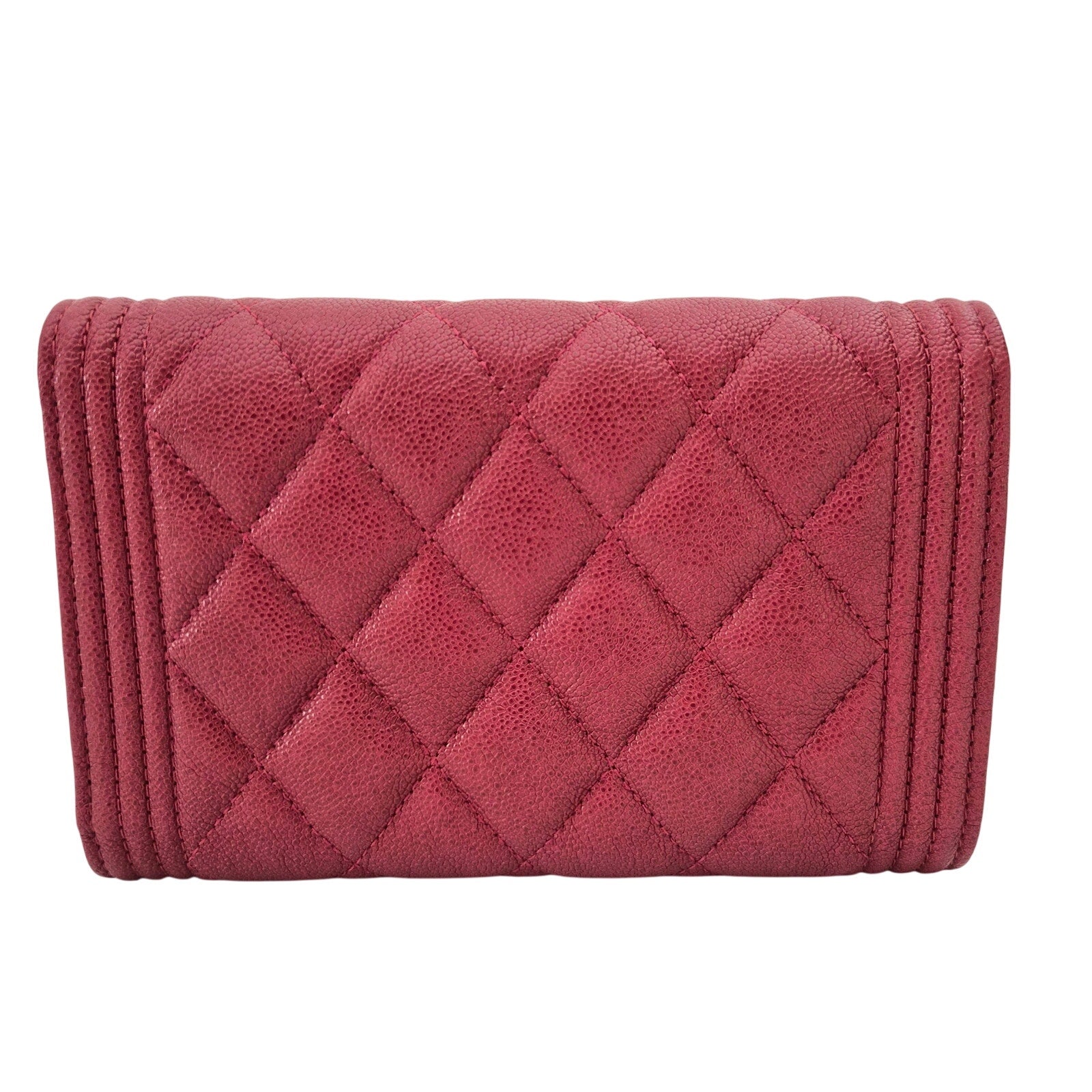 Chanel Caviar Quilted Medium Boy Flap Wallet Red