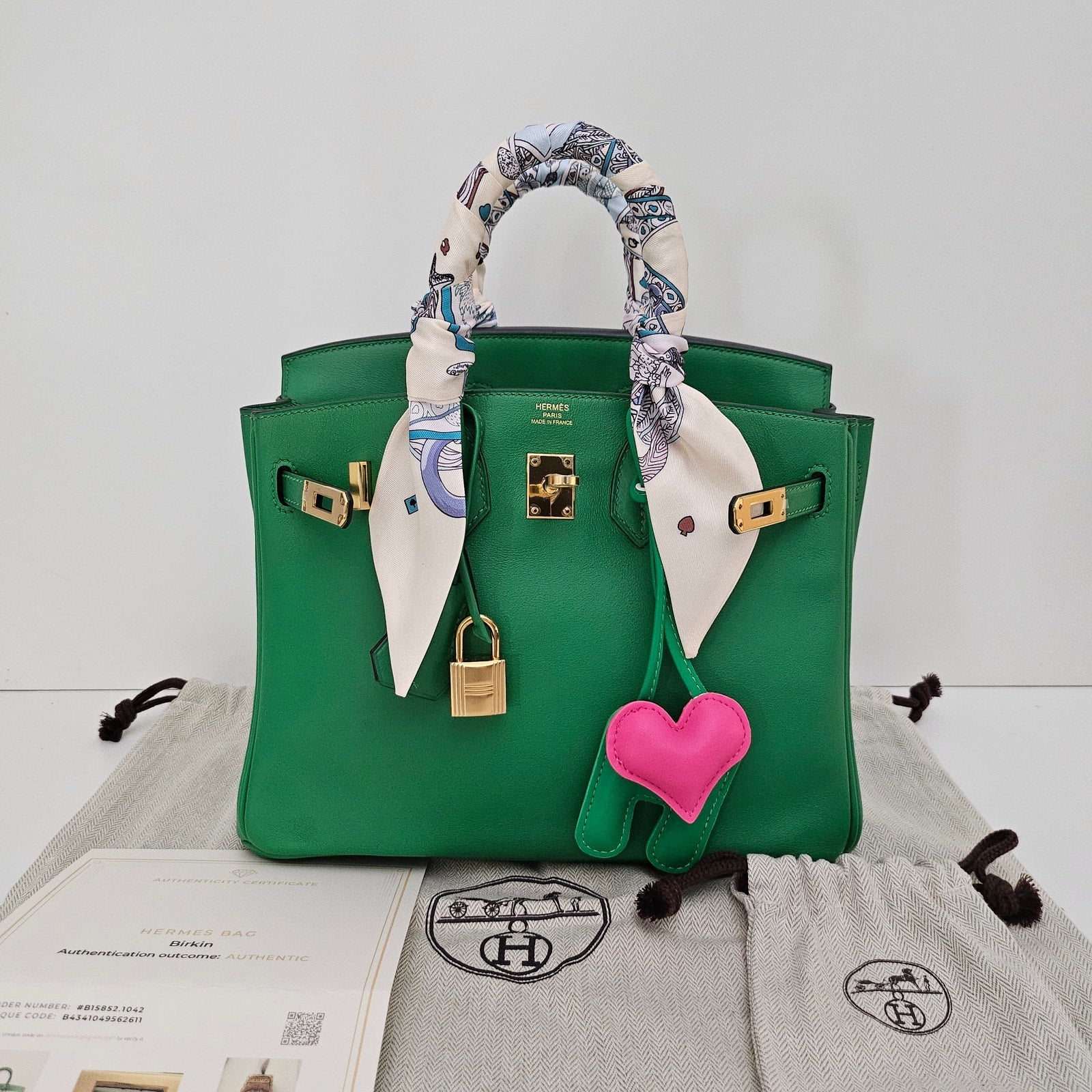 Hermes Birkin 25 Swift Leather Bambou Green with Gold Hardware