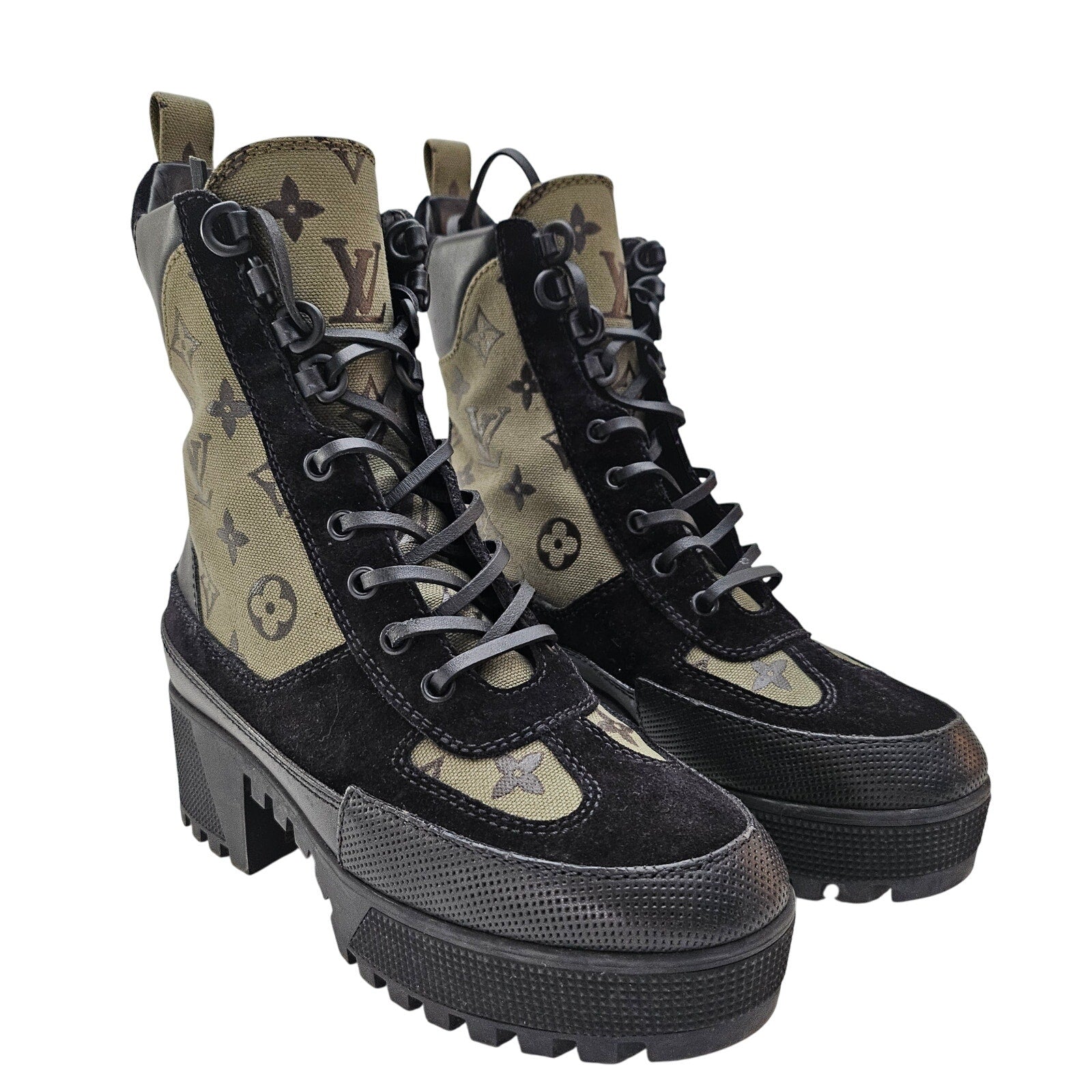 Louis Vuitton Monogram Laureate Platform Desert Boots US 7 / EU 37 Green