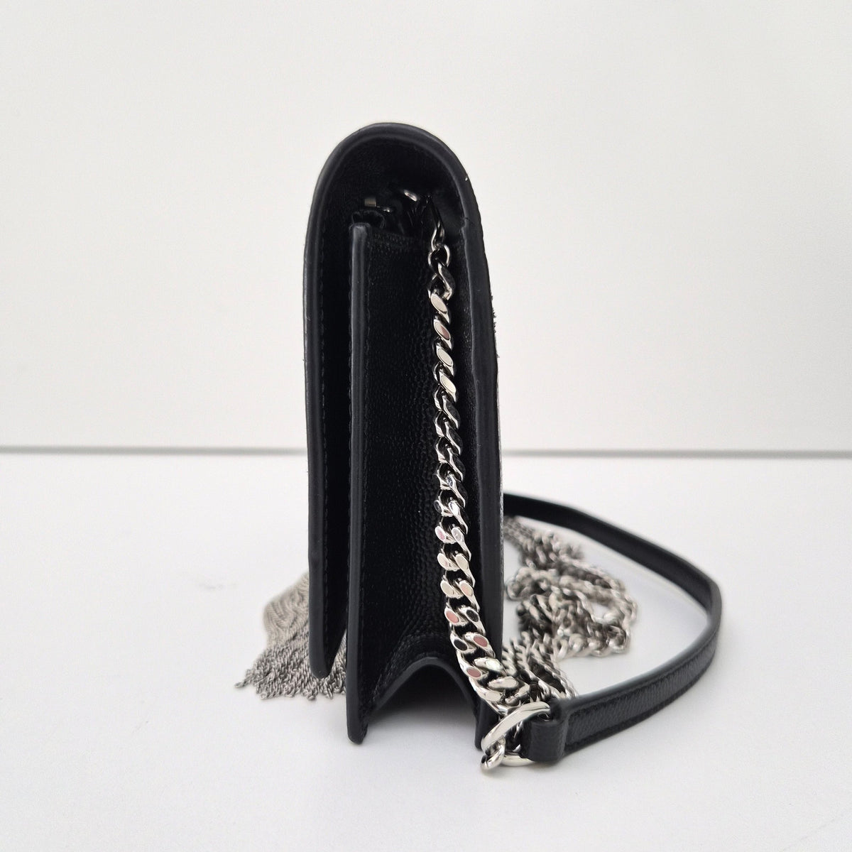 Saint Laurent Kate Monogram Tassel Chain Wallet Black