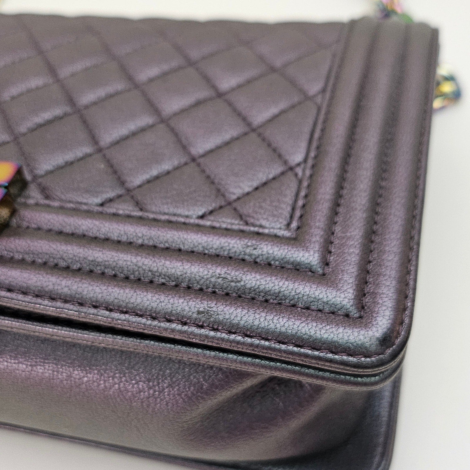 Chanel Mermaid 16C Old Medium Goatskin Boy Bag Purple