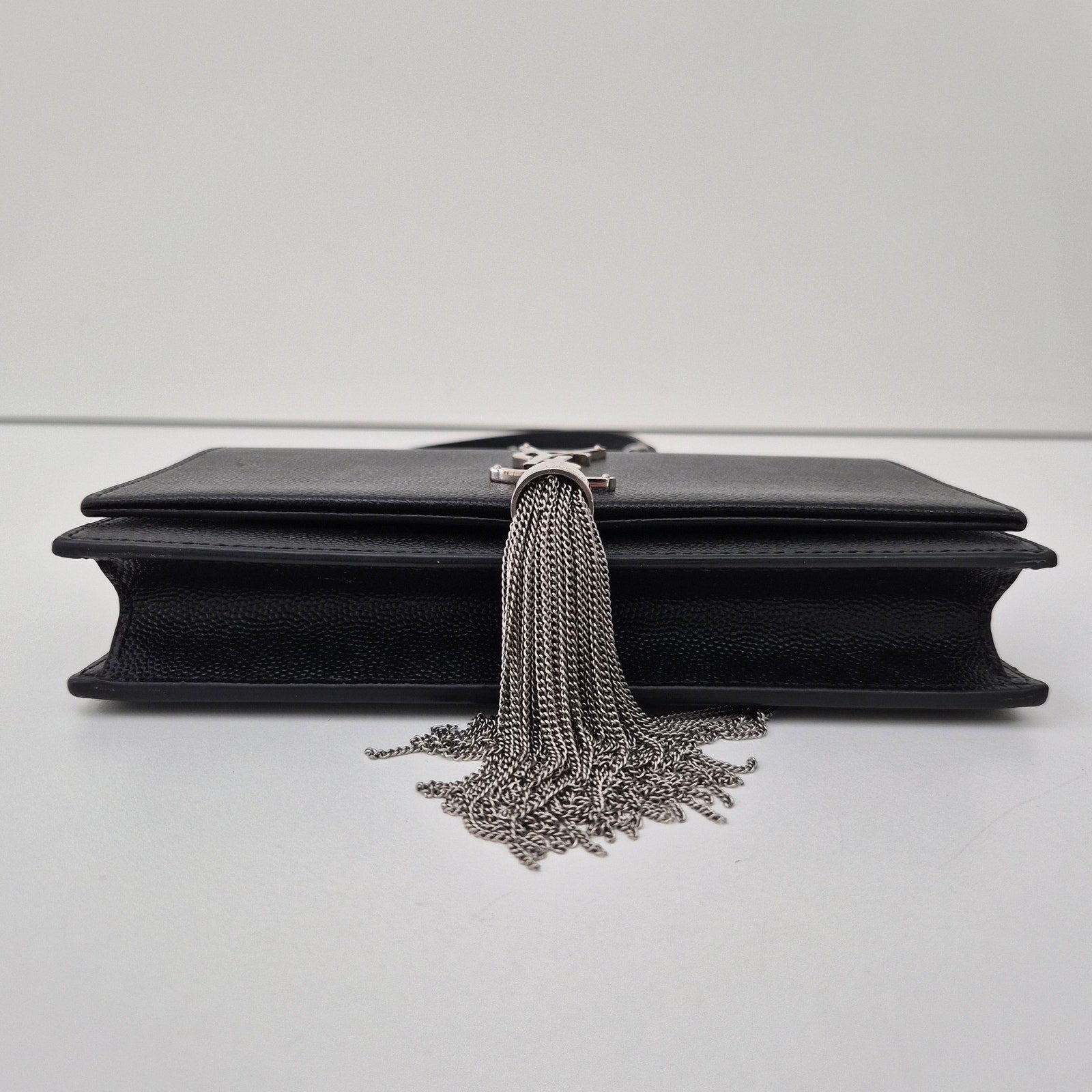 Saint Laurent Kate Monogram Tassel Chain Wallet Black