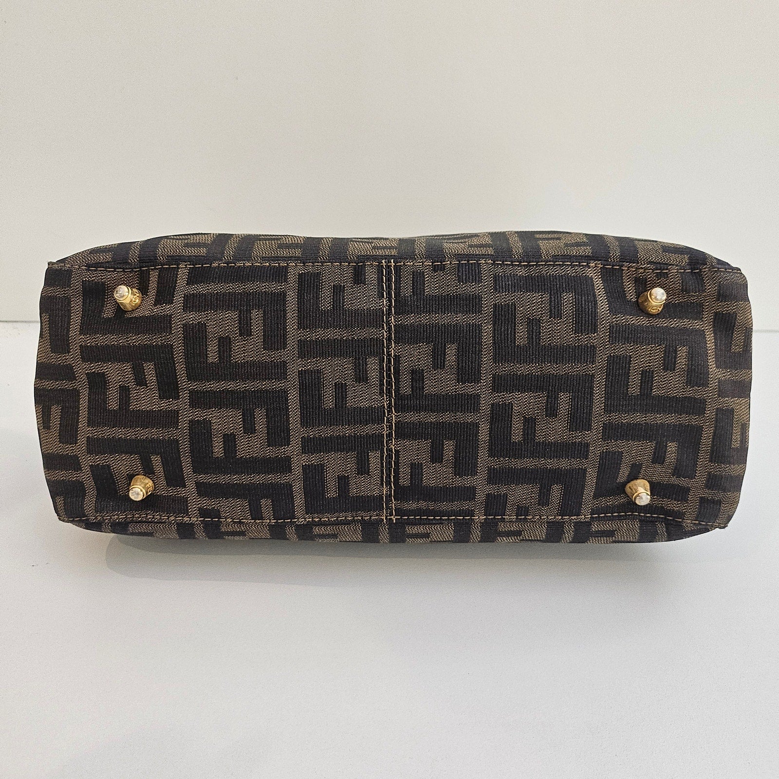 Fendi Zucca Small Holdall Tote Tobacco