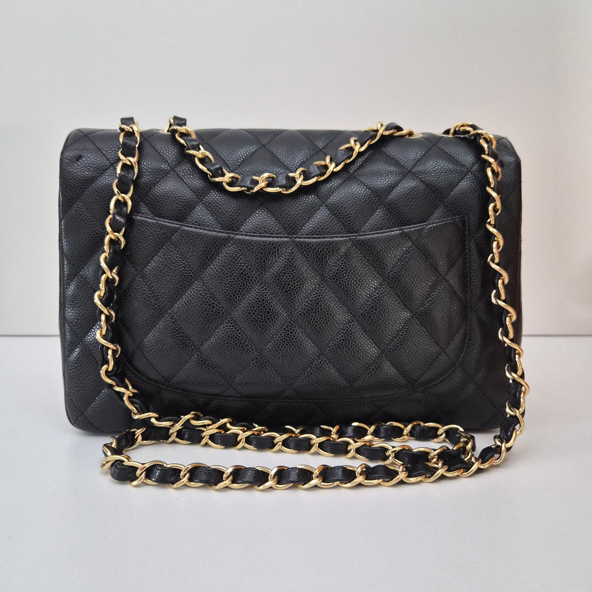 Chanel Caviar Leather Quilted Jumbo Single Flap Black