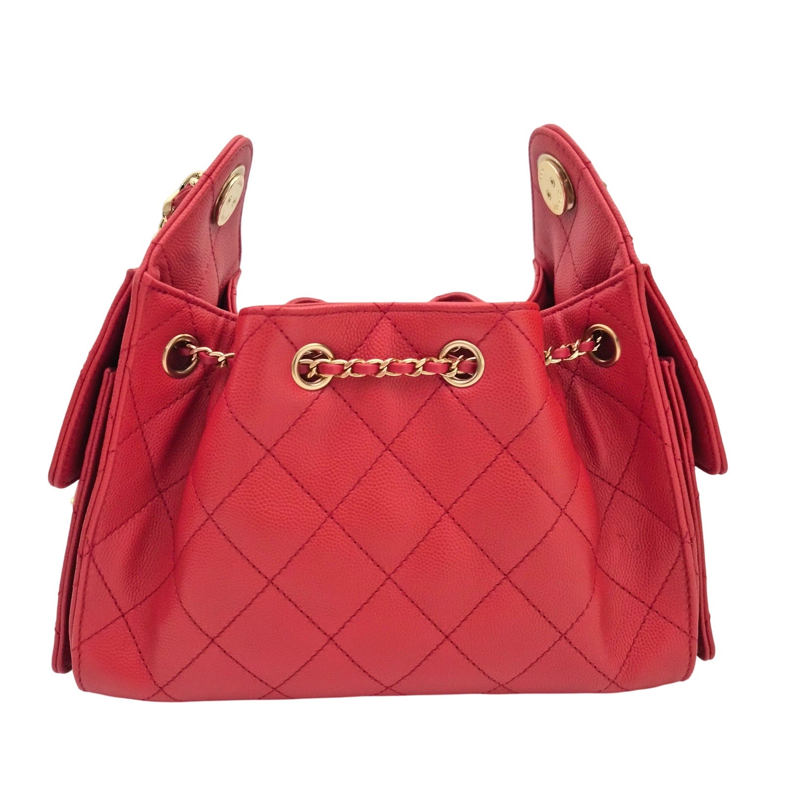 Chanel 25 Mini Red Caviar Shoulder Bag