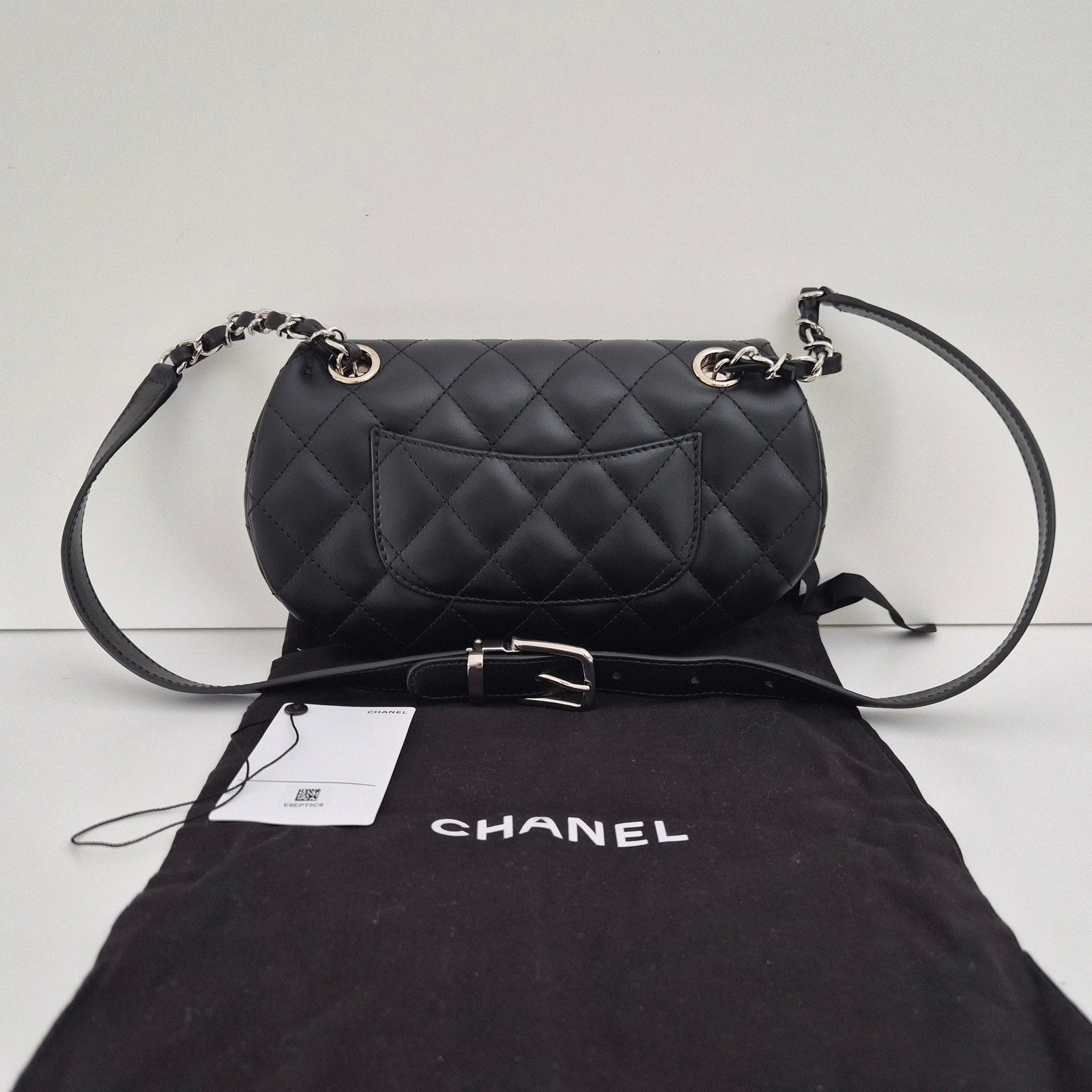 Chanel Quilted Uniform Leather CC Belt Bum Bag Black