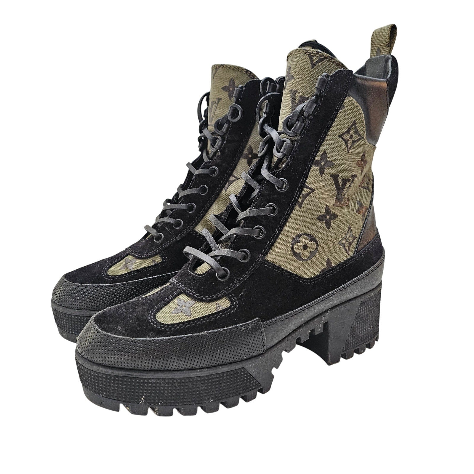 Louis Vuitton Monogram Laureate Platform Desert Boots US 7 / EU 37 Green
