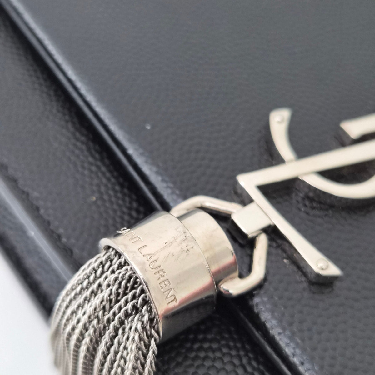 Saint Laurent Kate Monogram Tassel Chain Wallet Black