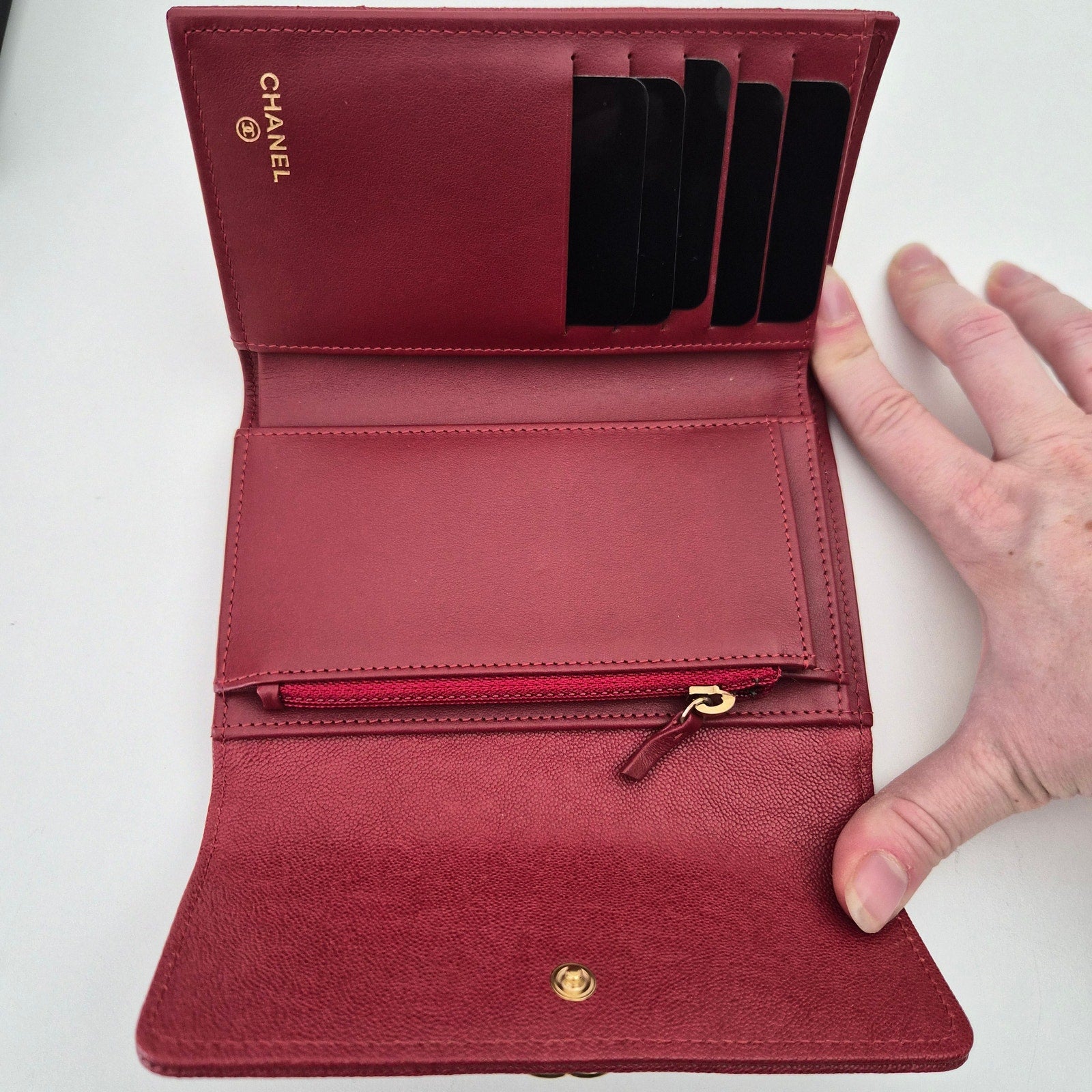 Chanel Caviar Quilted Medium Boy Flap Wallet Red
